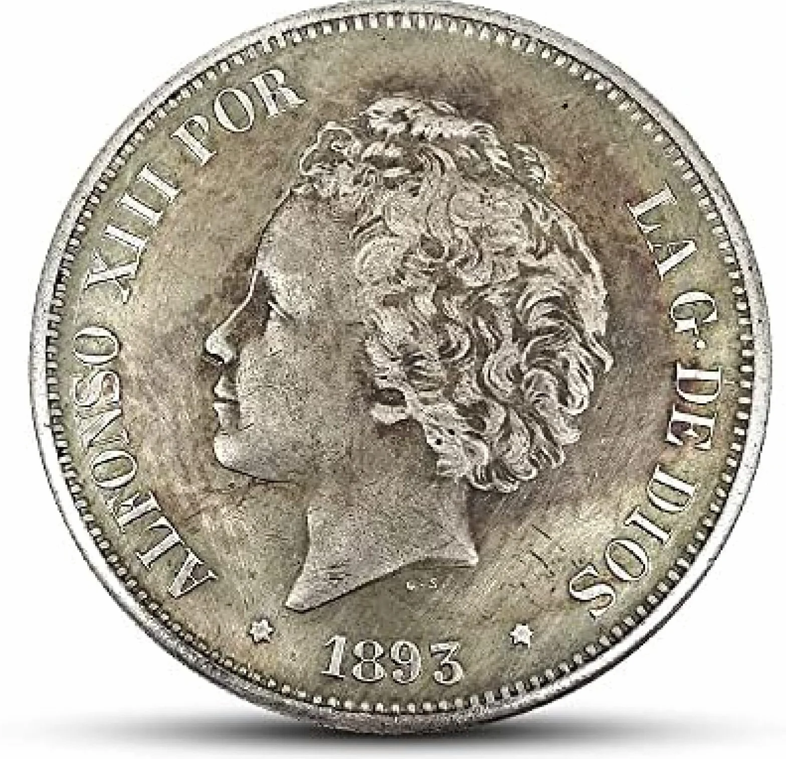 18 Juego Completo De Monedas De Plata Españolas De 5 Pesos 1869-1899 Retrato Grabado Monedas Extranjeras Antiguas, 1869