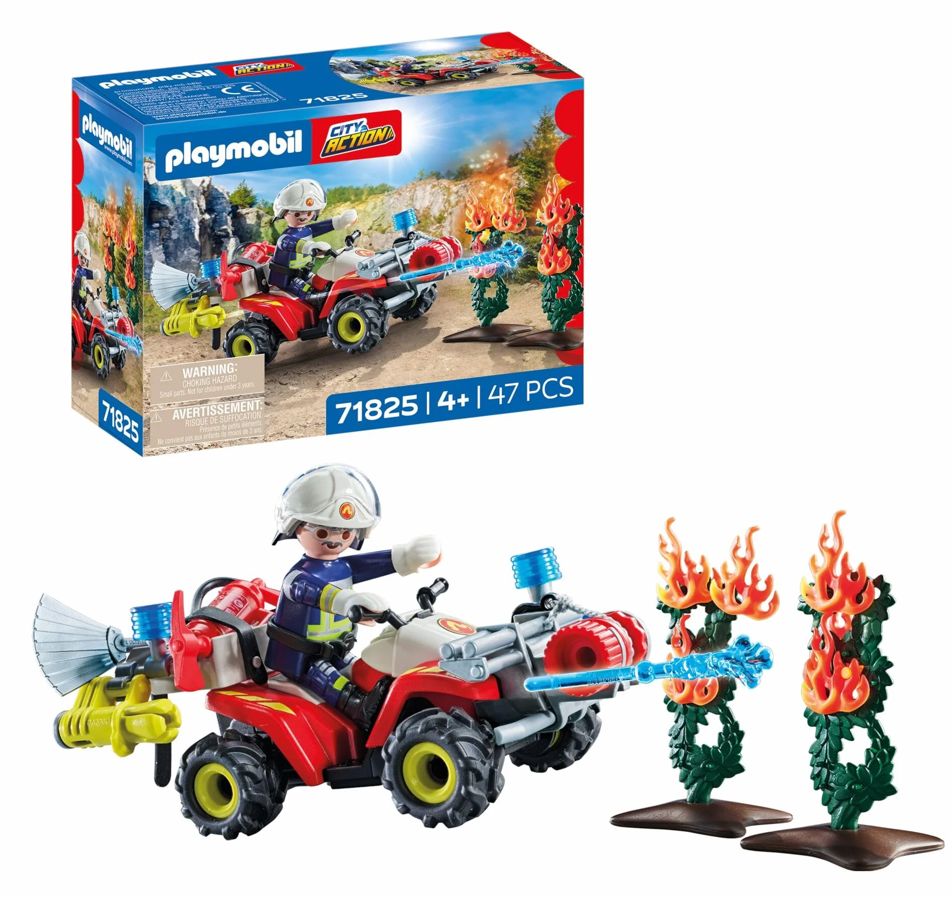 PLAYMOBIL Action Heroes Quad de Bomberos Apaga Incendio Juguete 4 años 71825