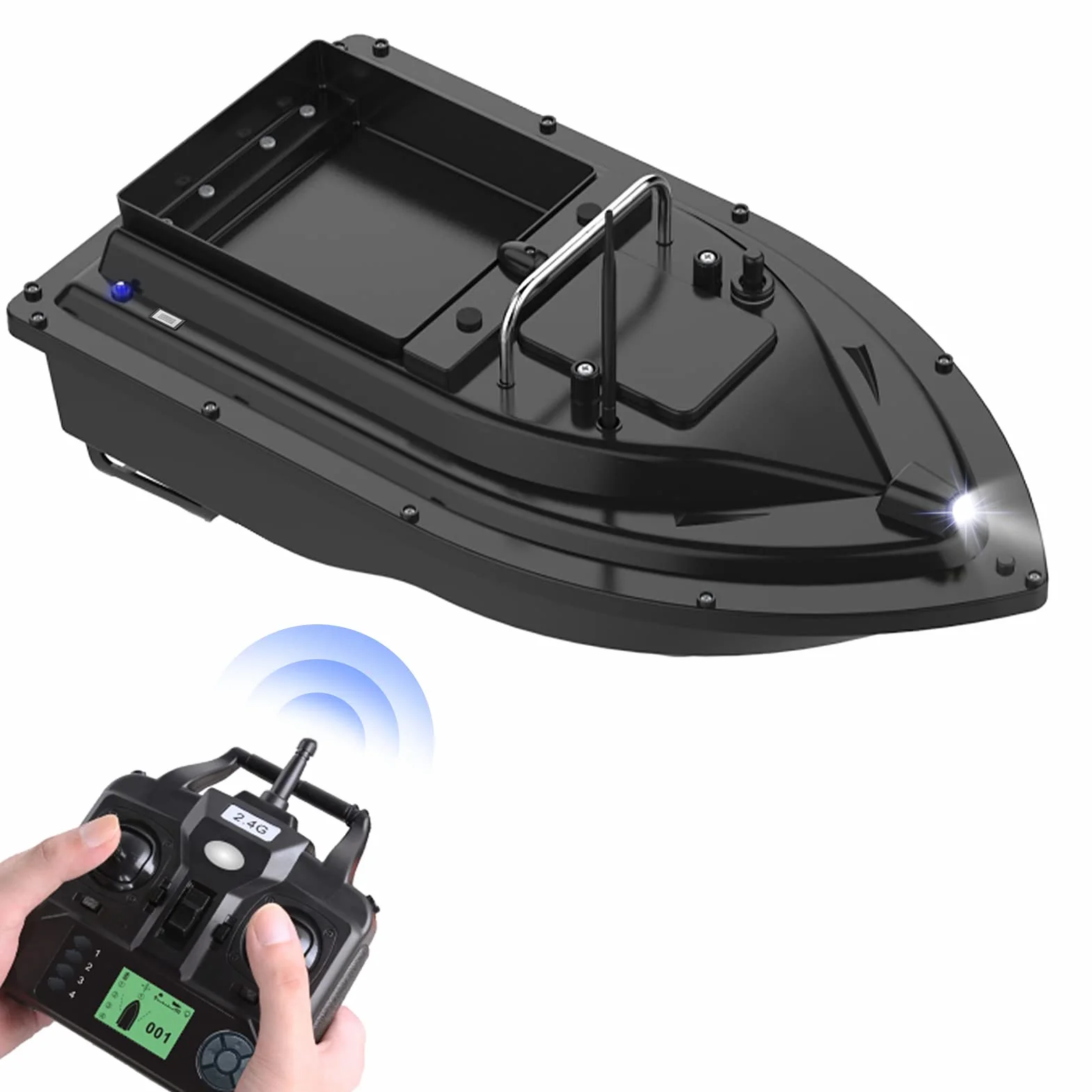 Kavolet Bote de Cebo de Pesca de 500 m, Barco alimentador teledirigido, Bote de Cebo GPS, Carga de 2 kg, Barco de Cebo con Gran depósito de Cebo, Barco de Cebo automático, batería Recargable de 10000