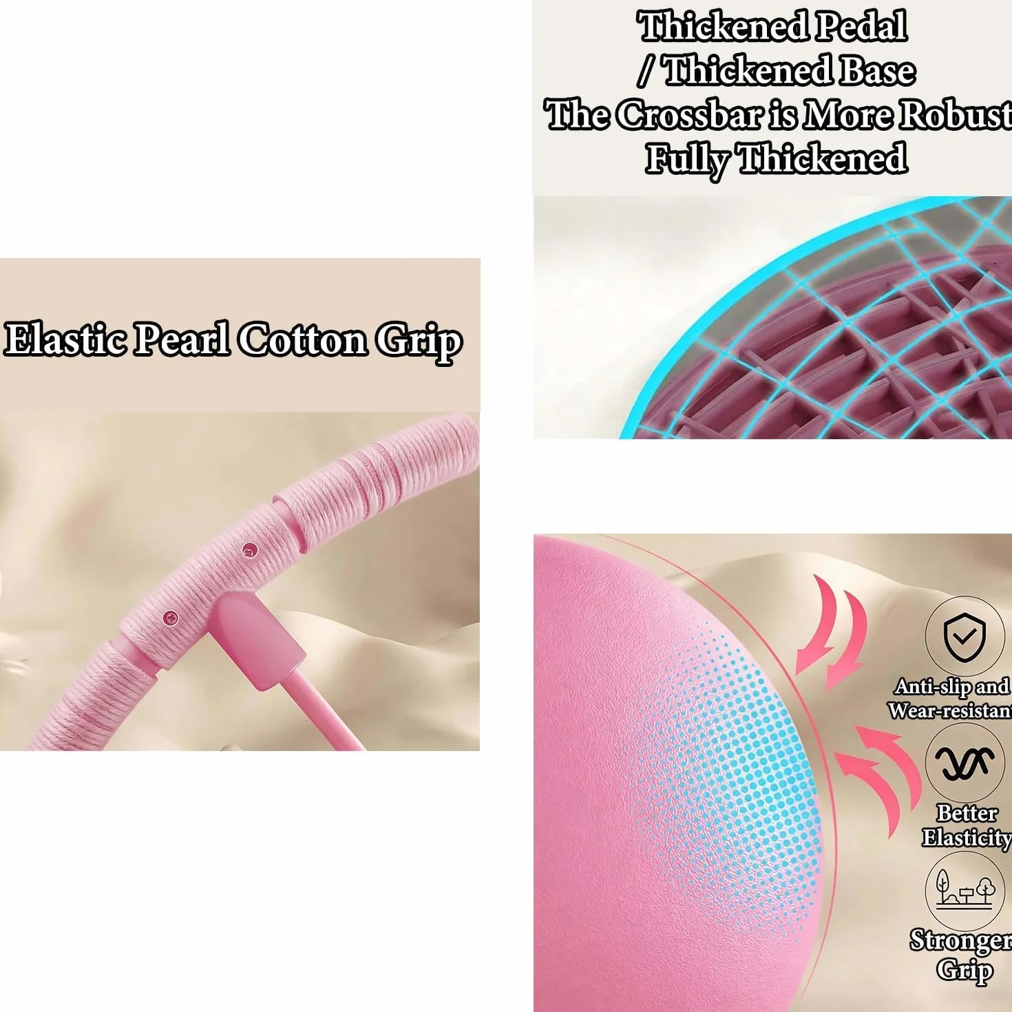 Balón Saltarín Equilibrio Niños, Pogo Ball con Asa, Base Antideslizante, Juguete Interior & Exterior, Deporte y Fitness para Niños y Adultos (Rosa)