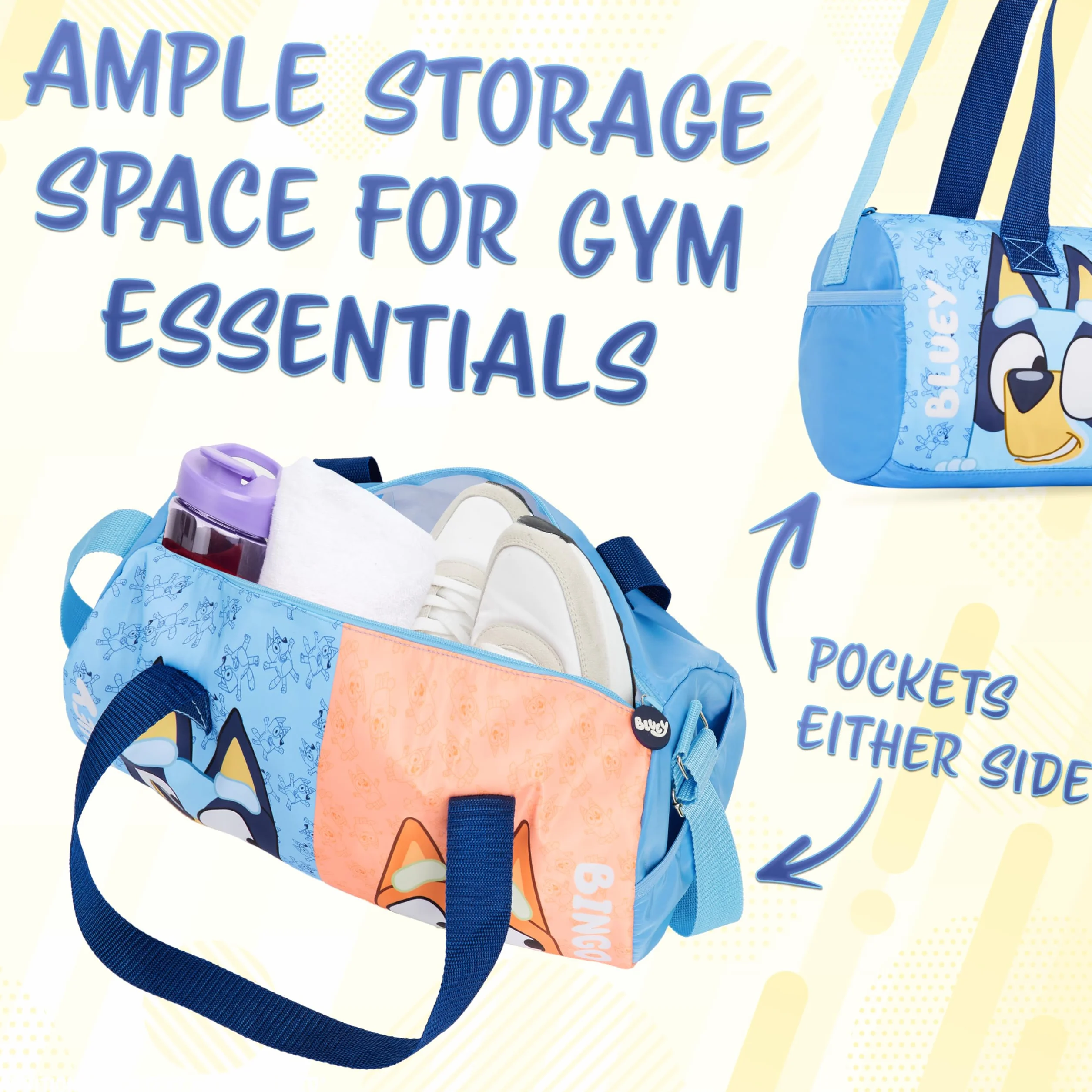 Bluey Bolsa de Deporte para Niños, Bolsa de Viaje con Correas Ajustables