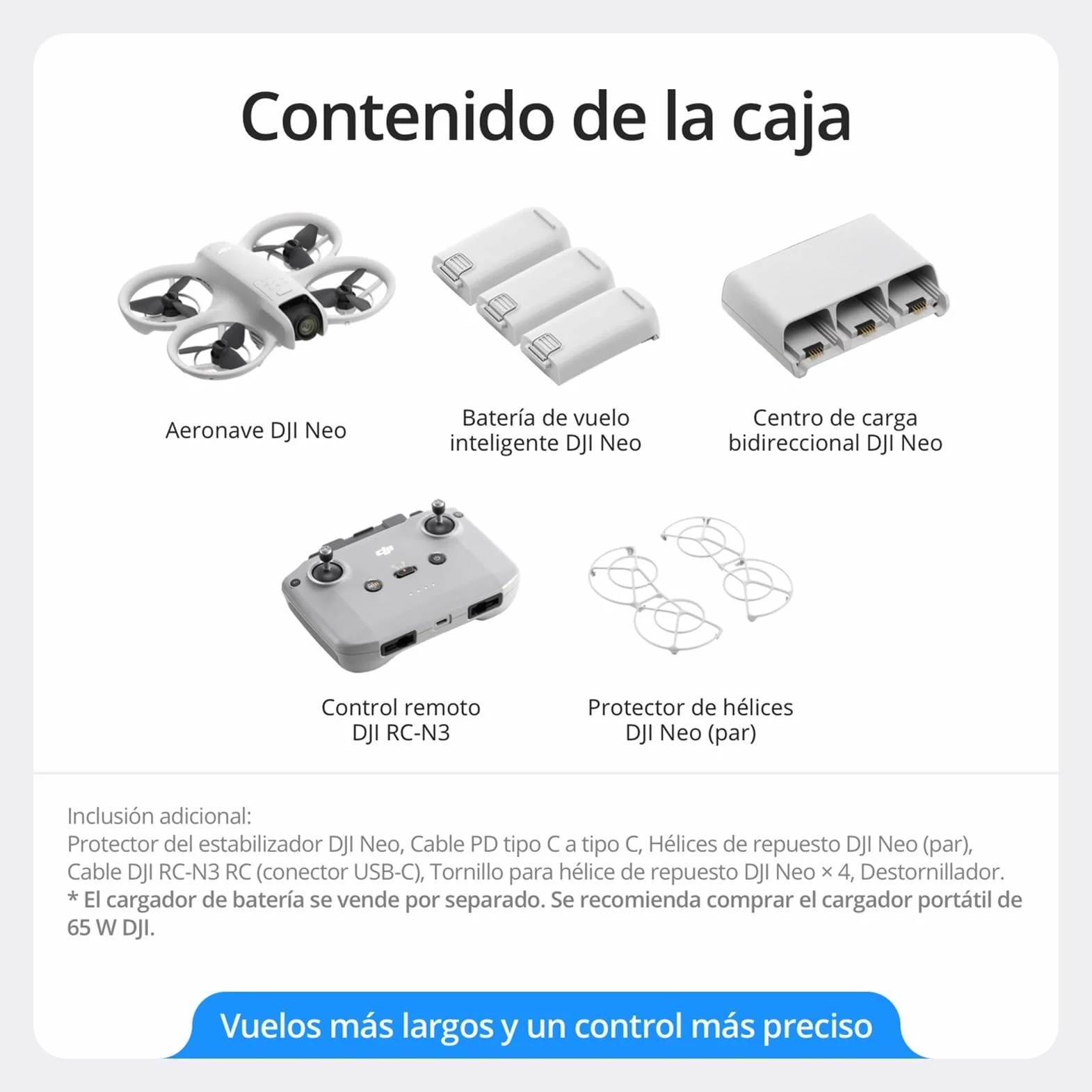DJI Pack Neo Vuela Más, dron mini con cámara 4K UHD para adultos, 135 g dron que vuela siguiéndote,despega desde la mano,seguimiento de objetivos,QuickShots, vídeo estabilizado, con RC-N3 y 3 baterías