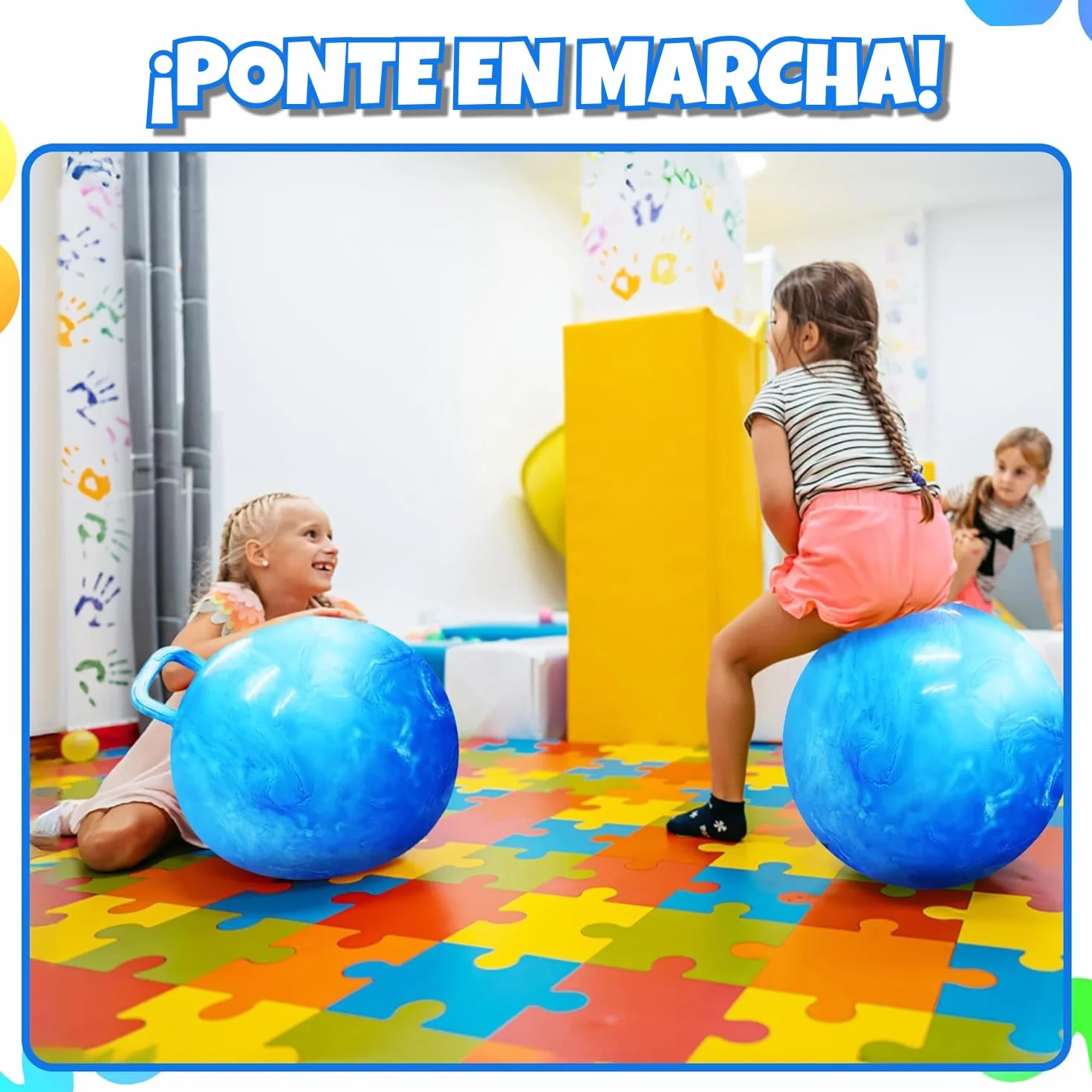 Bedwina Pelota saltarina niños – Pelota de 50,1 cm con asa y Bomba, Juguete Inflable Duradero y Seguro para Saltar y Jugar en Interiores y Exteriores
