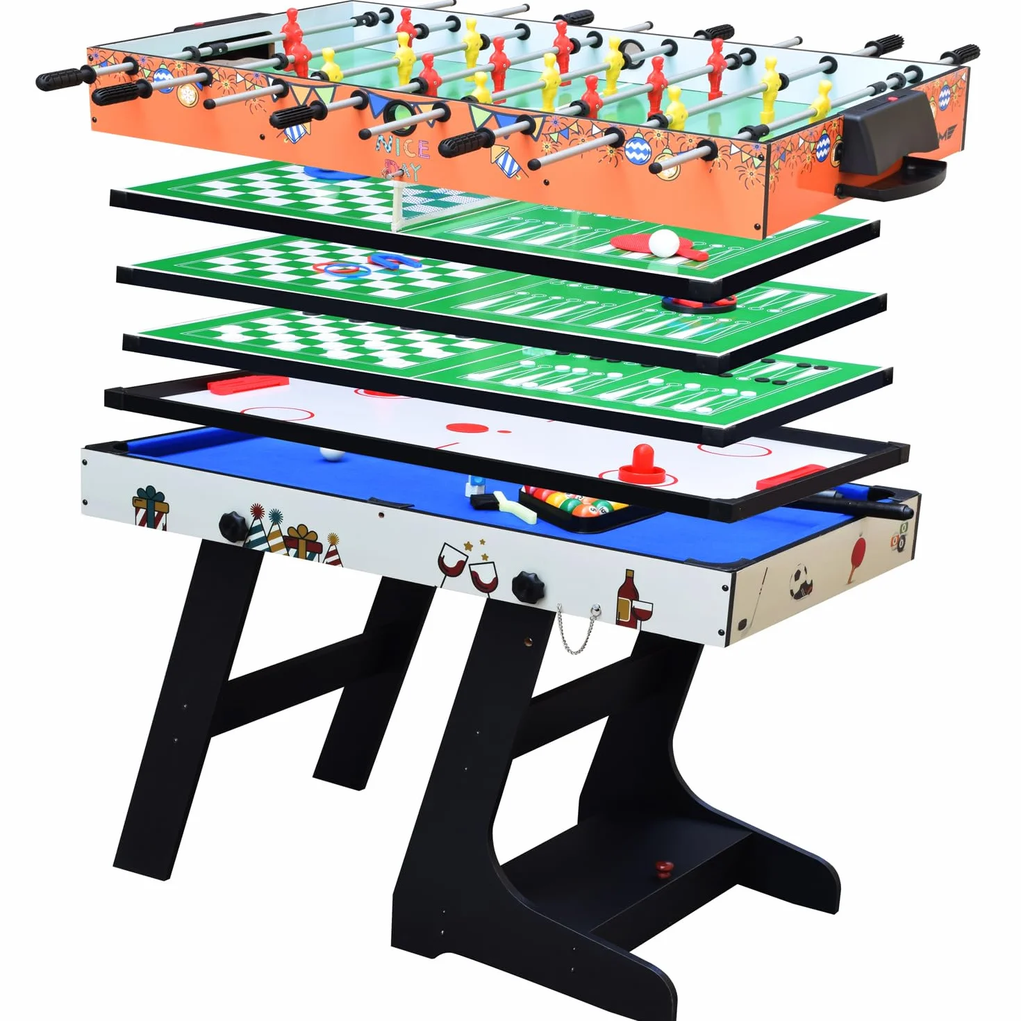 OYE Juego de mesa plegable 8 en 1 de 4 pies tablero de fibra de densidad media