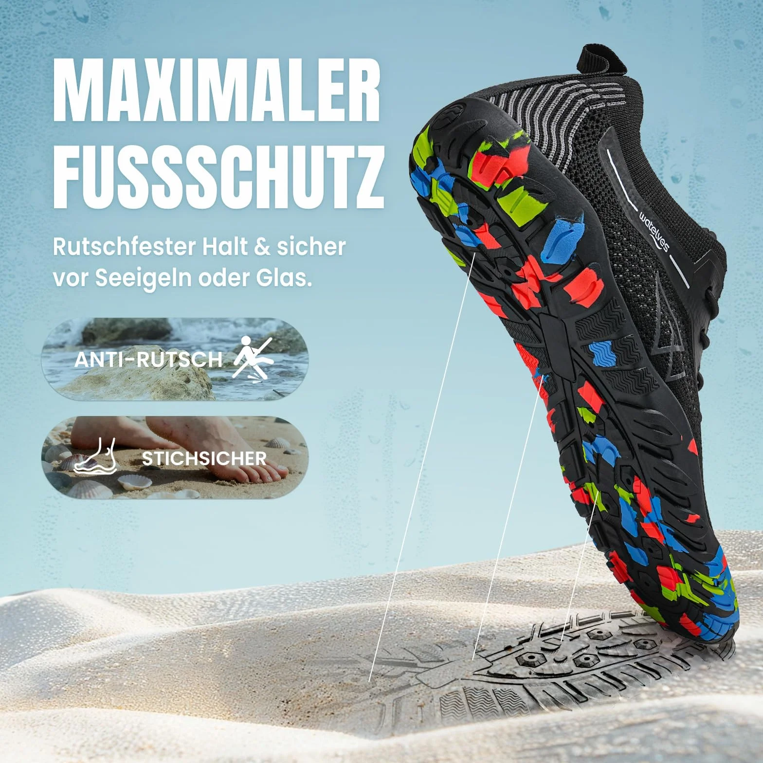 WateLves Zapatos de Agua Secado Rápido Antideslizante Playa Buceo Surf Deportes Acuáticos Senderismo Yoga Tallas 36-48