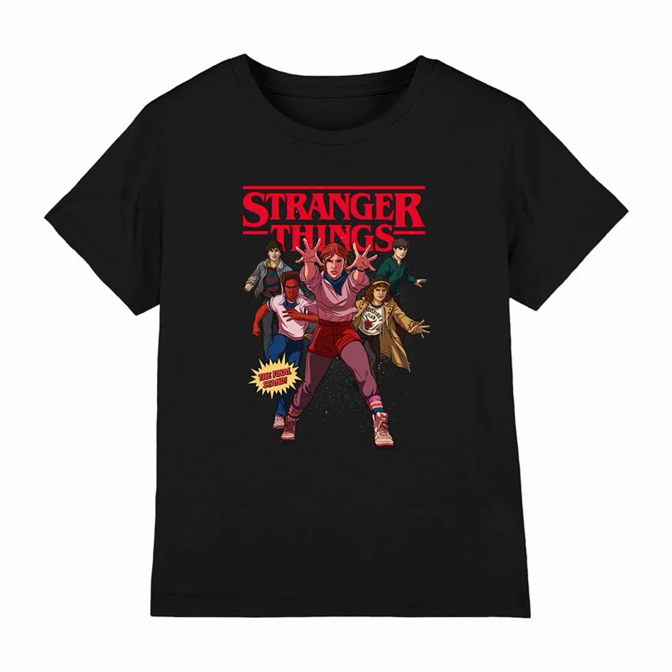 Stranger Things Final Stand Comic Kids T Shirt Black