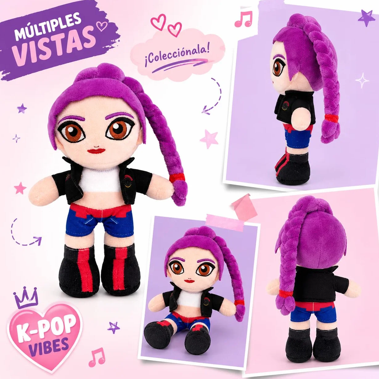 Peluche K-Pop Music 20 cm Lila, Muñeca de Tela Suave, Poliéster, Regalo Fans Música Coreana