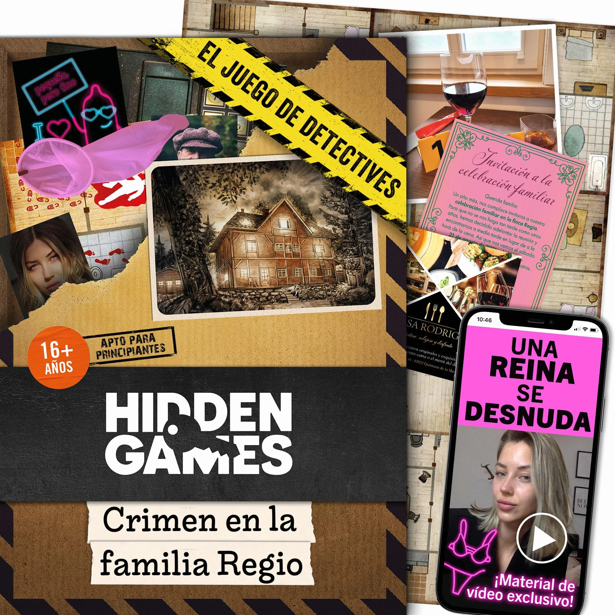 Hidden Games Escena del Crimen: Crimen en la Familia Regio, crimenes imperfectos, Exit Juego de Mesa de Misterio y Detectives cooperativo, 1-6 Jugadores, a Partir de 16 años, en español.