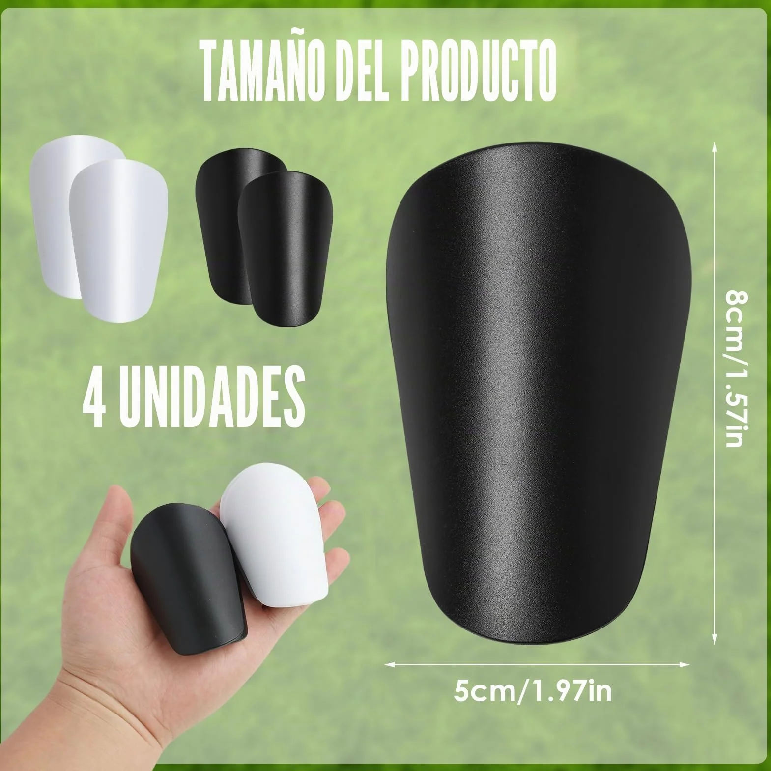 Mini Espinilleras de Fútbol para Niños y Adultos, Ligeras, Blanco y Negro, 4 Piezas