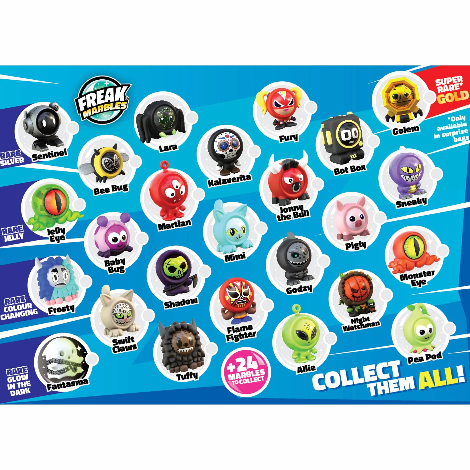 Freak Marbles, 1 canica sorpresa con su diseño a juego, colecciona, juega y comparte, Freak Marbles para niños de 4 años en adelante