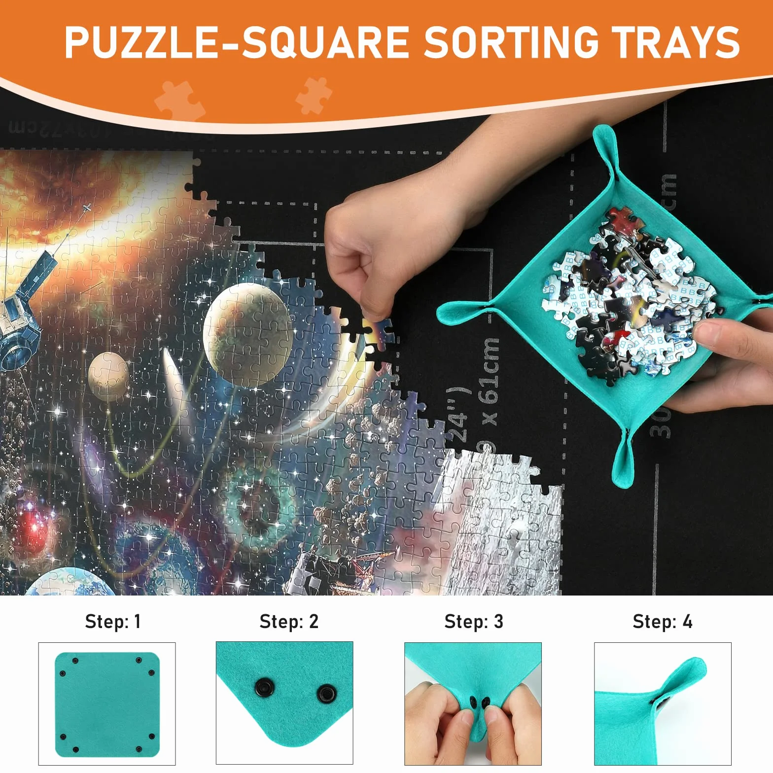 Tapete Puzzle, Tapete para Enrollar Puzzles, Tapete para Puzzles 3000 Piezas, Puzzle Mat Negro,Estera de Rompecabezas Portátil, Puzzle Mat Roll