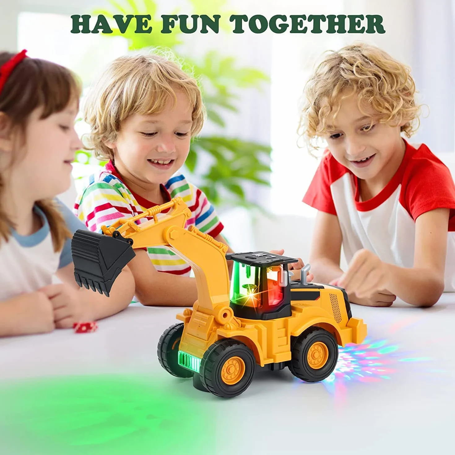 Kiztoys&1 Juguetes de Excavadora, Caminar automático con Sonido y luz vehículo vehículos de construcción, Excavadora de Juguetes para niños con Luces y música múltiple para niños 3 4 5 6 7 años