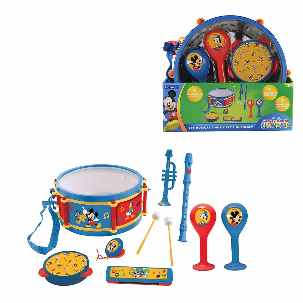 Lexibook, Set Musical 7 Piezas Mickey Mouse, Azul, Rojo, K360MCHLXB