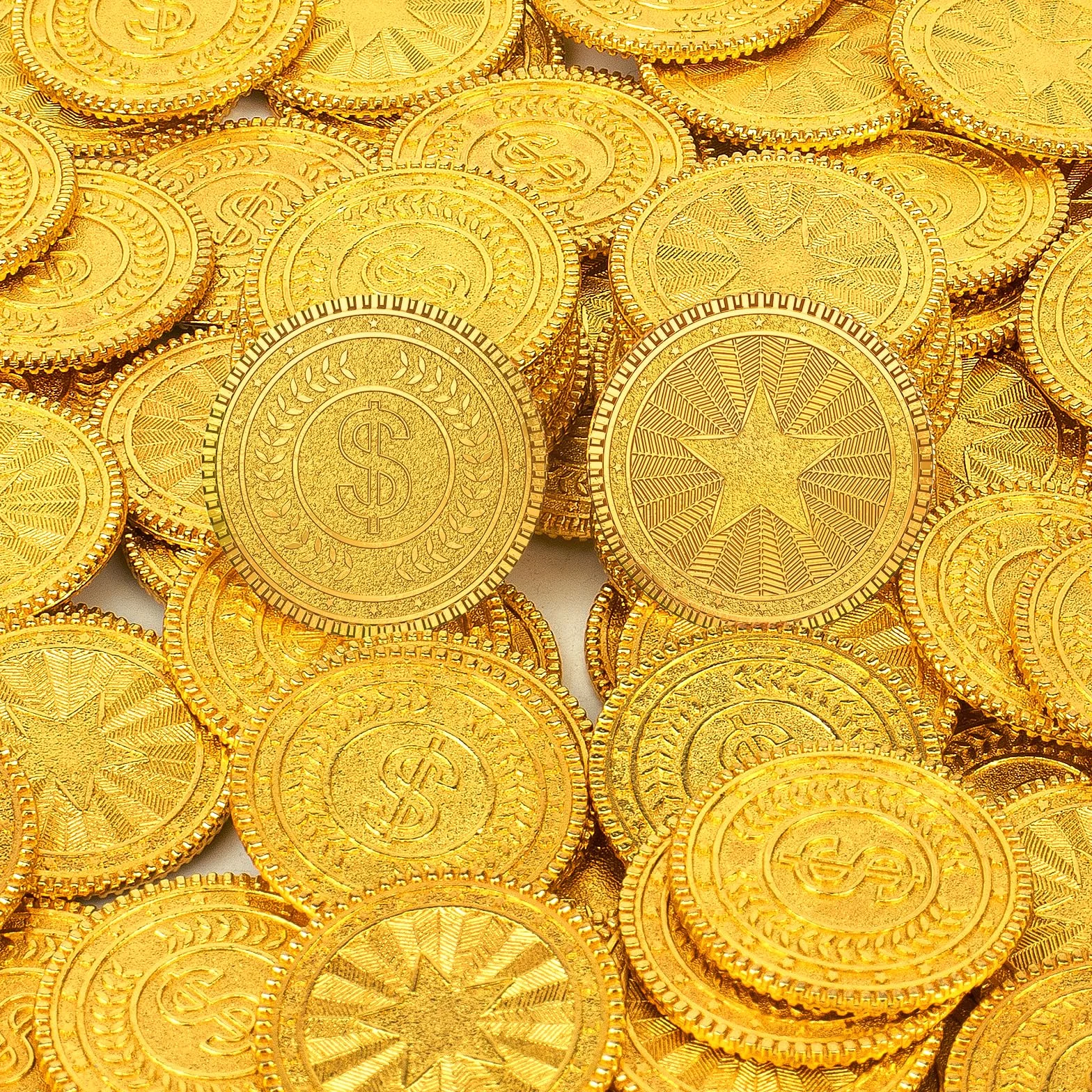 Byhoo 50 Monedas de Oro de Metal, DND, Monedas Piratas, Herramienta de Alivio del estrés, con Bolsa de cordón de Terciopelo para Juegos de Mesa, Juegos de rol, Caza de Tesoros, Piratas, Aventuras