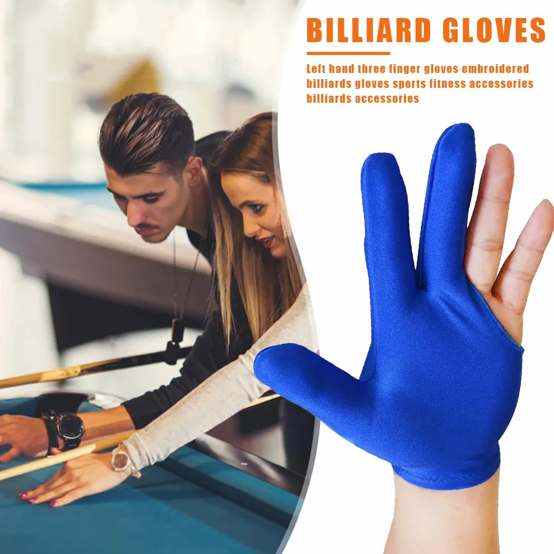 XPEX 3 Pares Guantes De Billar Snooker, Con 3 Dedos, Elásticos, Negro