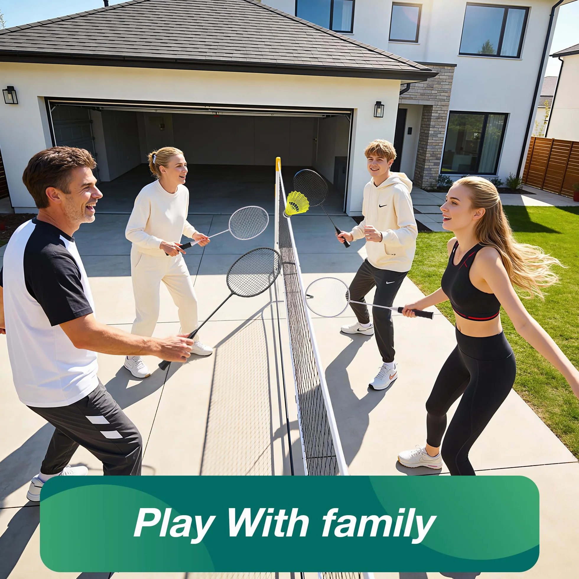 AboveGenius Badminton Rackets Set with 6 Shuttlecocks Lightweight Outdoor Backyard Games