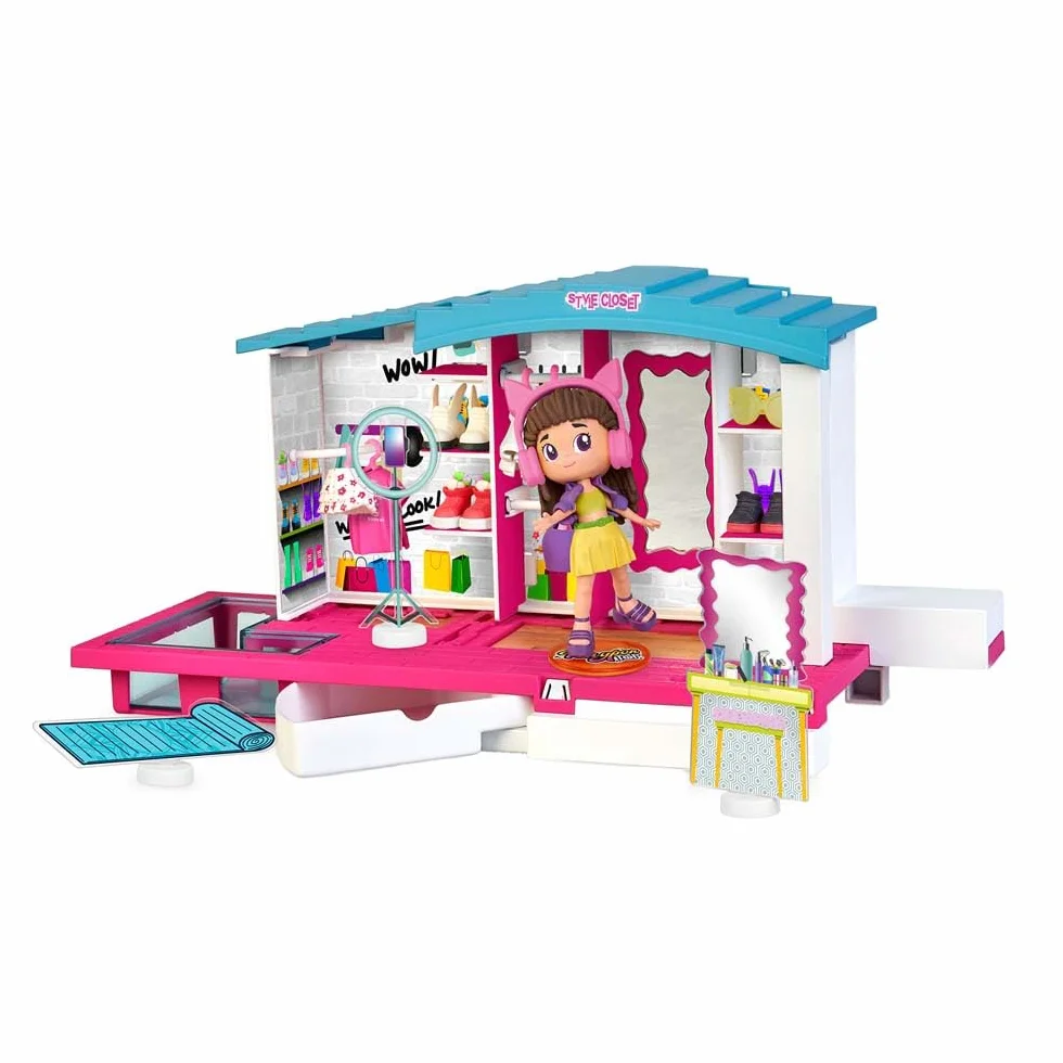 Pinypon Top Style Closet, Vestidor con Ropa, Zapatos y Accesorios para Crear Outfits, Incluye Figura Articulada de Brazos y Piernas con Doble Cara y Decoración, +4 años, Famosa (PNN04000)