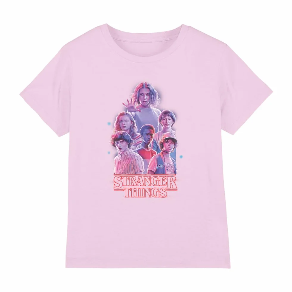 Stranger Things Pink Glow Kids T Shirt Pink