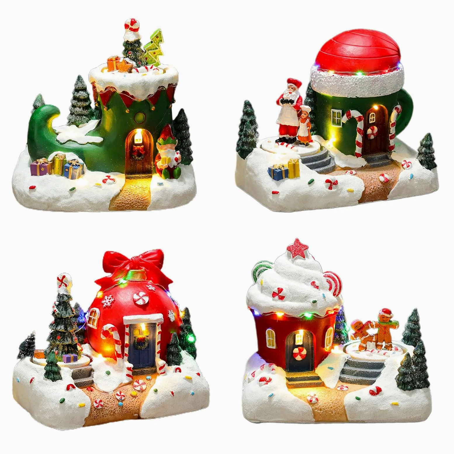 Figura decorativa giratoria de resina para decoración de escritorio con luz LED
