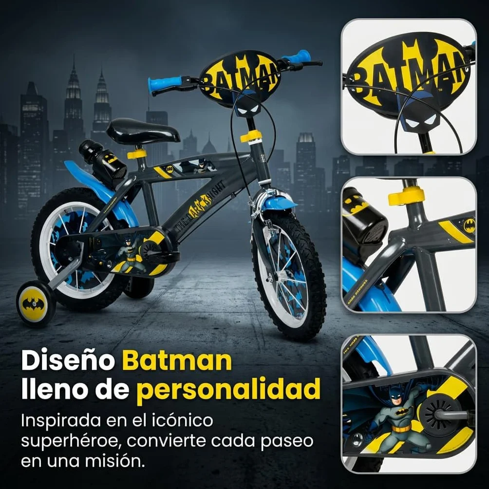 TOIMSA Bicicleta 14" Batman 4/6 Ños, Multicolor, 14913