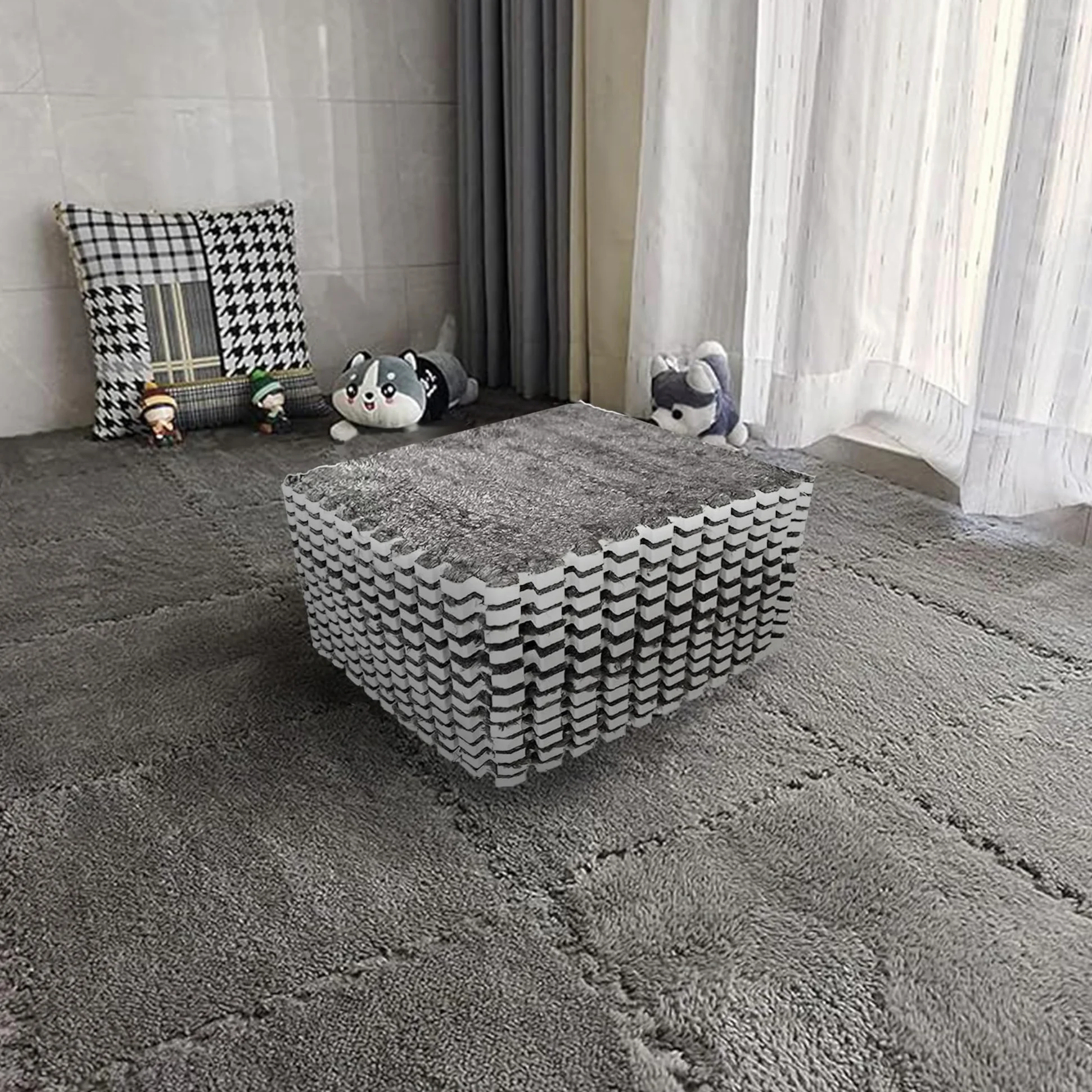 Alfombra de espuma de felpa 30x30 cm 12 piezas entrelazables para jugar