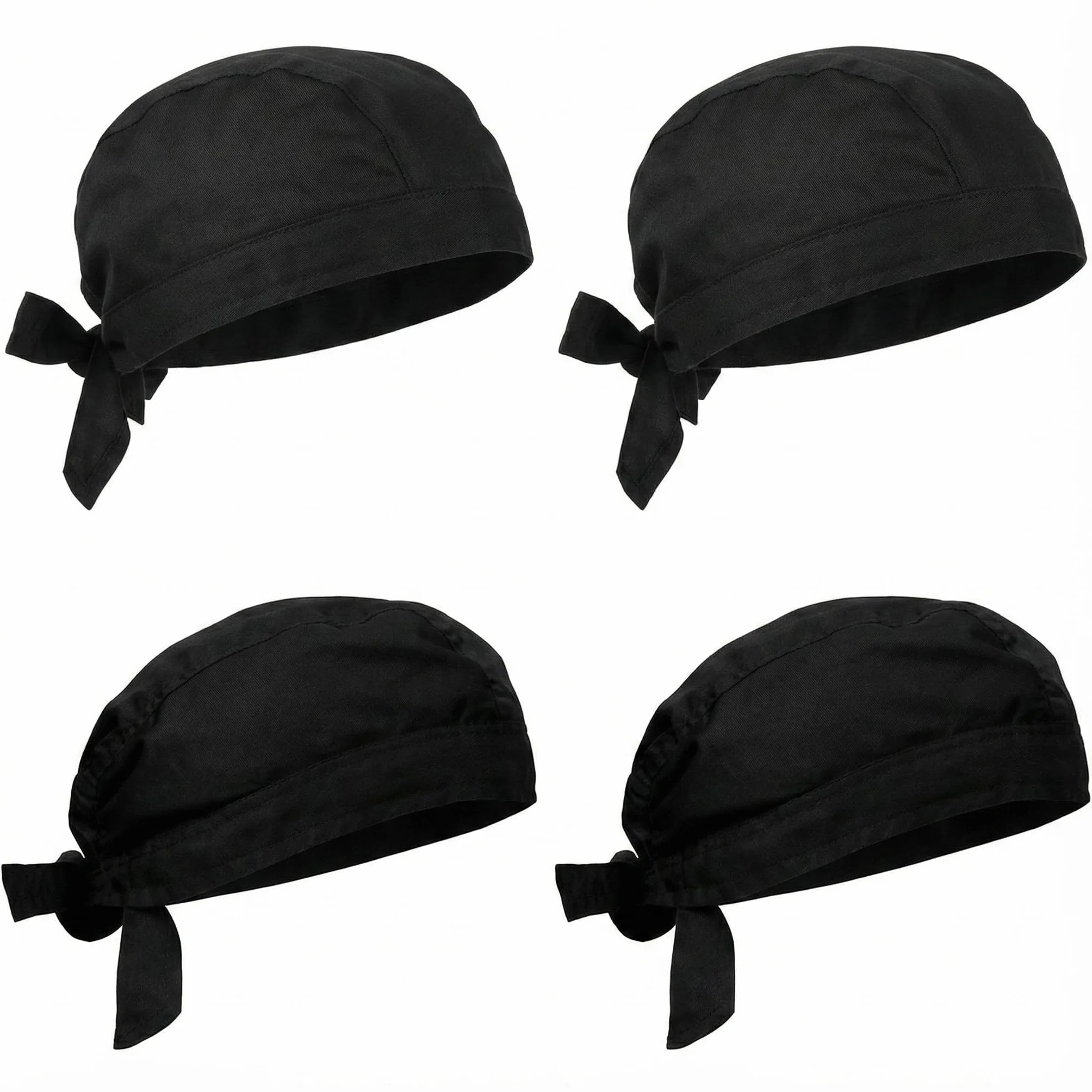 Gorros Cocinero Estilo Pirata Negro, Bandana Chef Ajustable a Tiras, Gorro Cocina Transpirable Unisex