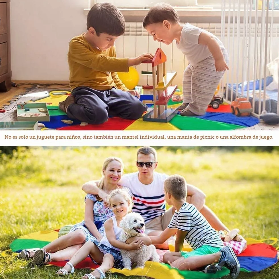 Paracaídas de Juego Infantil Multicolor 8 Asas 2m para Niños Interior Exterior
