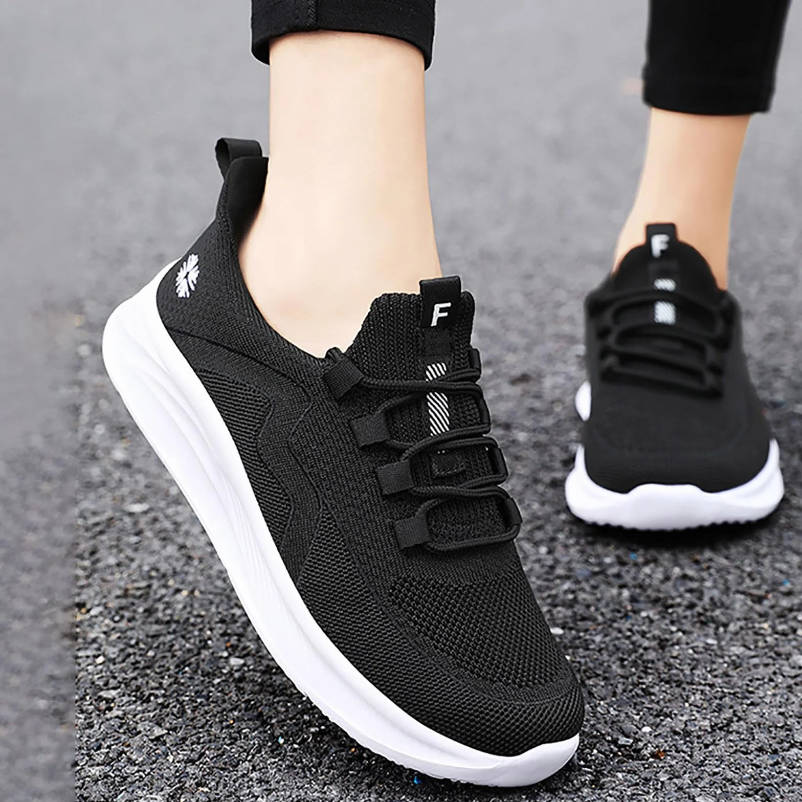 Zapatillas Sneakers Mujer Horma Ancha Transpirable Tacón Casuales Deportivas Correr Ligero