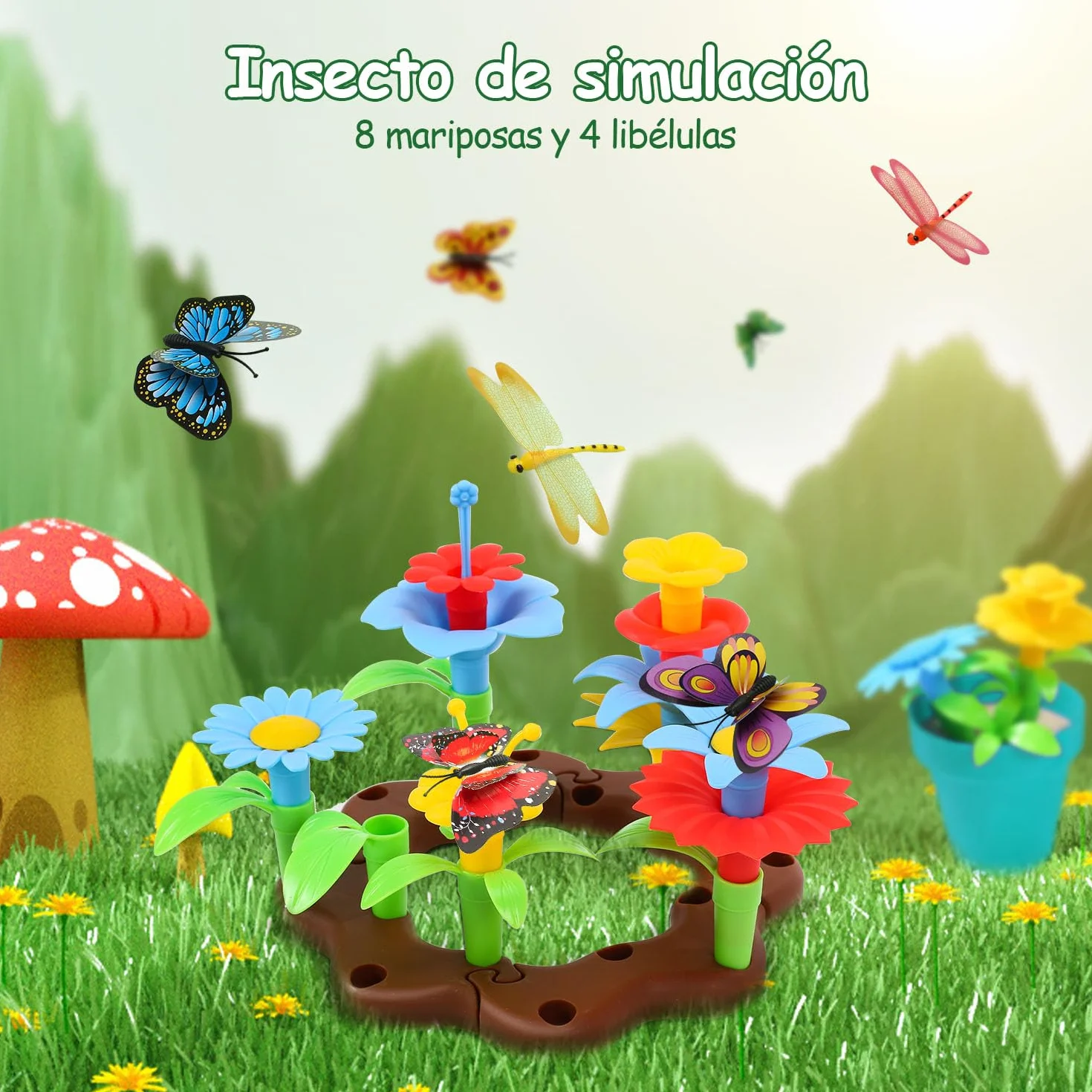 cute stone Juego De Herramientas De Jardinería para Niños, Juguetes De Jardín con Carretilla, Regadera, Pala, Juguete De Construcción para Jardín De Flores, Juguete De Simulación para Exteriores