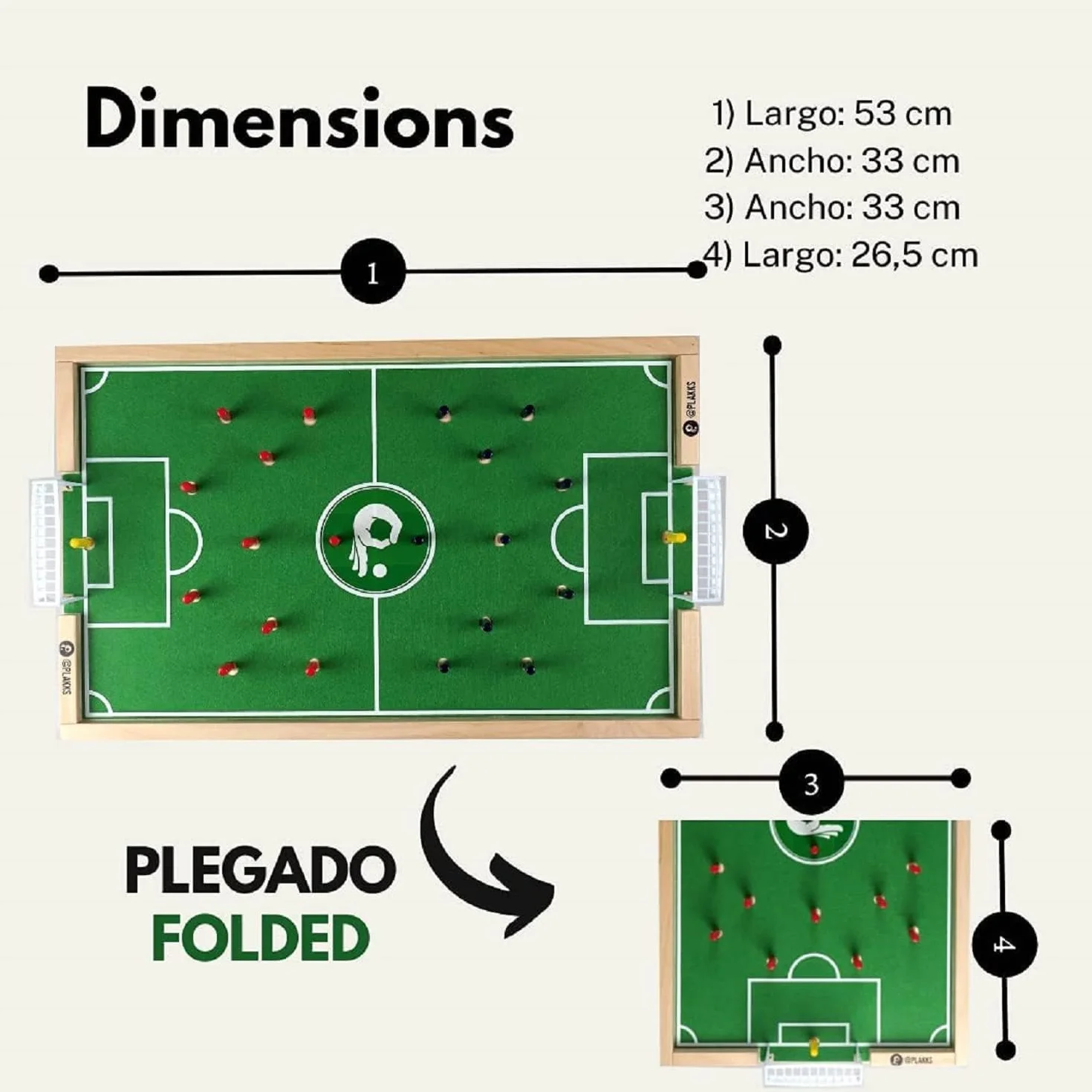 PLAKKS | Juego de Mesa de Fútbol | De 3 a 99 Años | 2 a 4 Jugadores | para Niños y Adultos | Juego de Madera | Juego de Habilidad | para Toda la Familia | Futbolín de Mesa