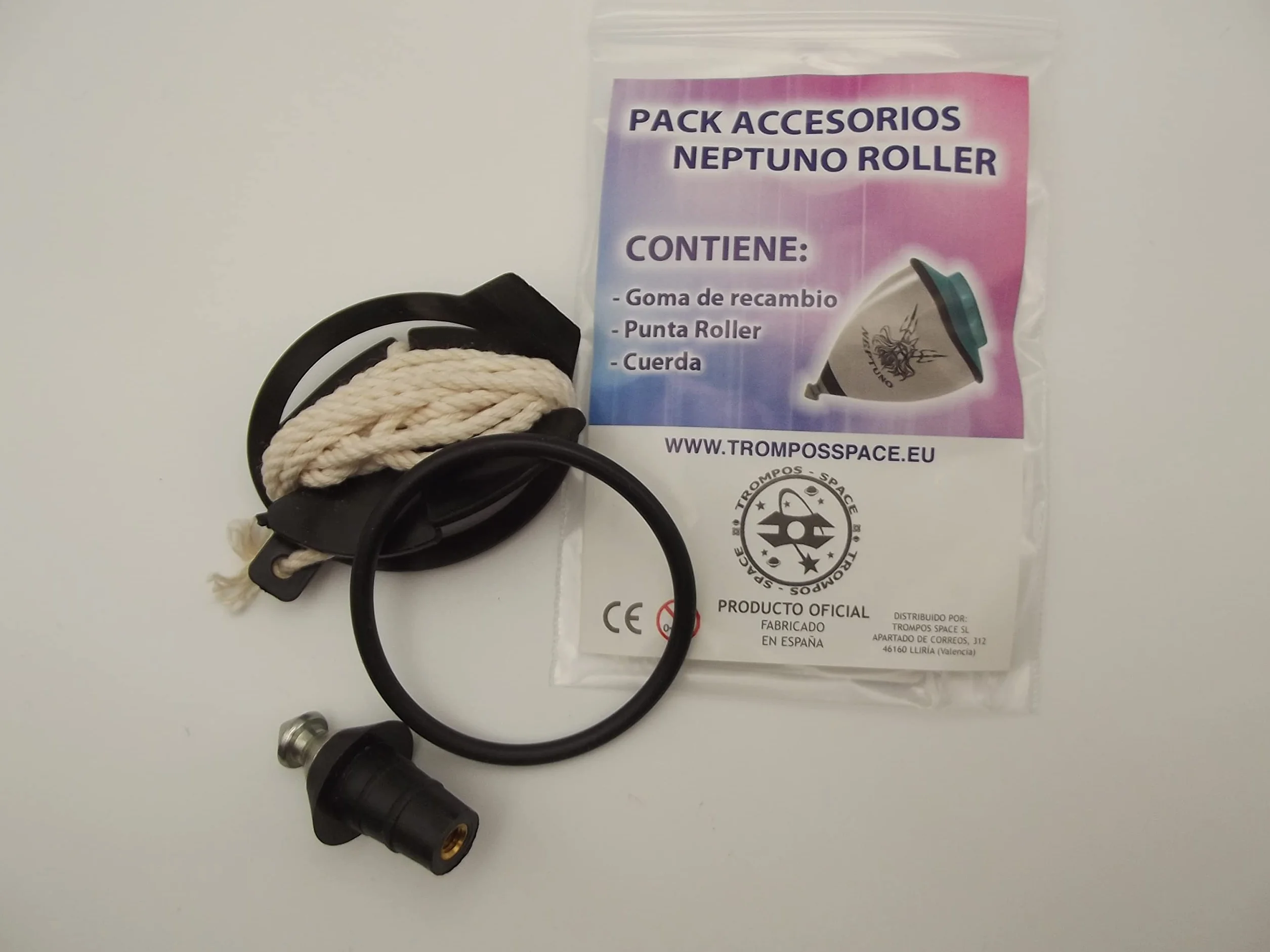 TROMPOS Space - Pack de Recambios Oficial para Neptuno Roller, Incluye Punta Roller de Doble Rodamiento, Cuerda Profesional y Aro Protector, Kit de Mantenimiento