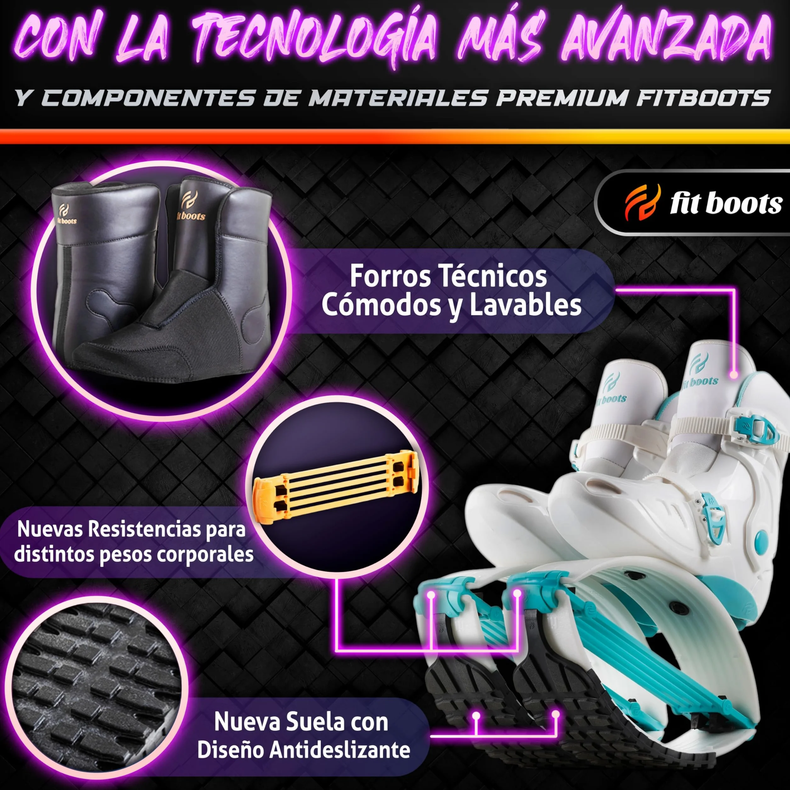 FIT BOOTS - Botas de Rebote de Nueva Generación, Originales Botas de Saltar de la Comunidad Internacional de Entrenamiento FitBoots Que Revolucionan tu Fitness, Zapatos Jump Boots