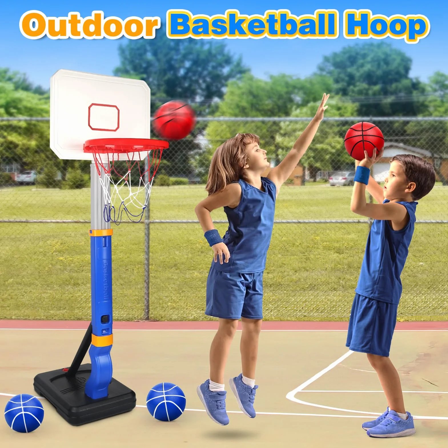 YIMORE Canasta y Baloncesto Infantil, Altura Ajustable 70-138 cm, para Niños 3-8 Años