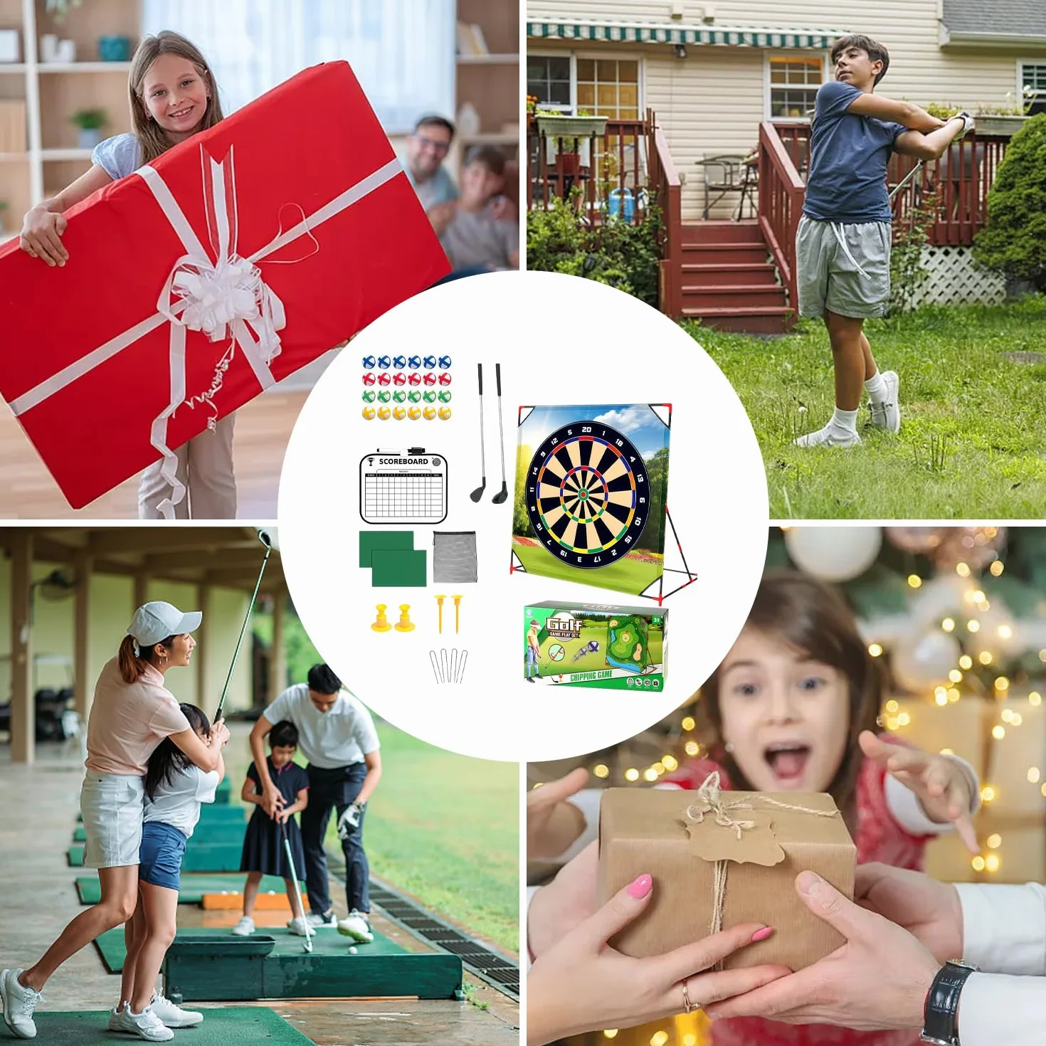 Juego de minigolf, juguetes de golf para niños y adultos, mini maletín de golf, juego de chipping, juego de entrenamiento de golf con 2 palos de golf y 24 pelotas, juego de golf para casa, interior y