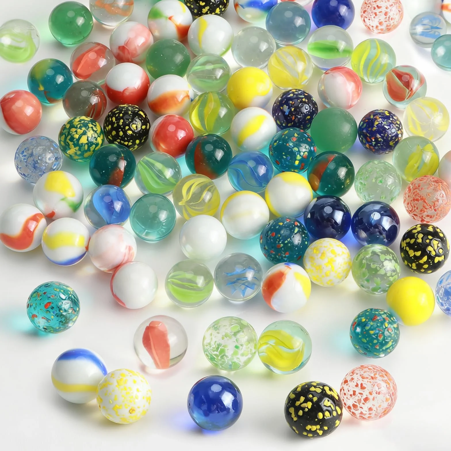 JSMTKJ 100 Canicas de Cristal Pequeñas, Juego de Canicas, pequeñas canicas de Cristal 16 mm Coloridas para Máquina de Juegos, Decoración de Plantas, Pista de Canicas