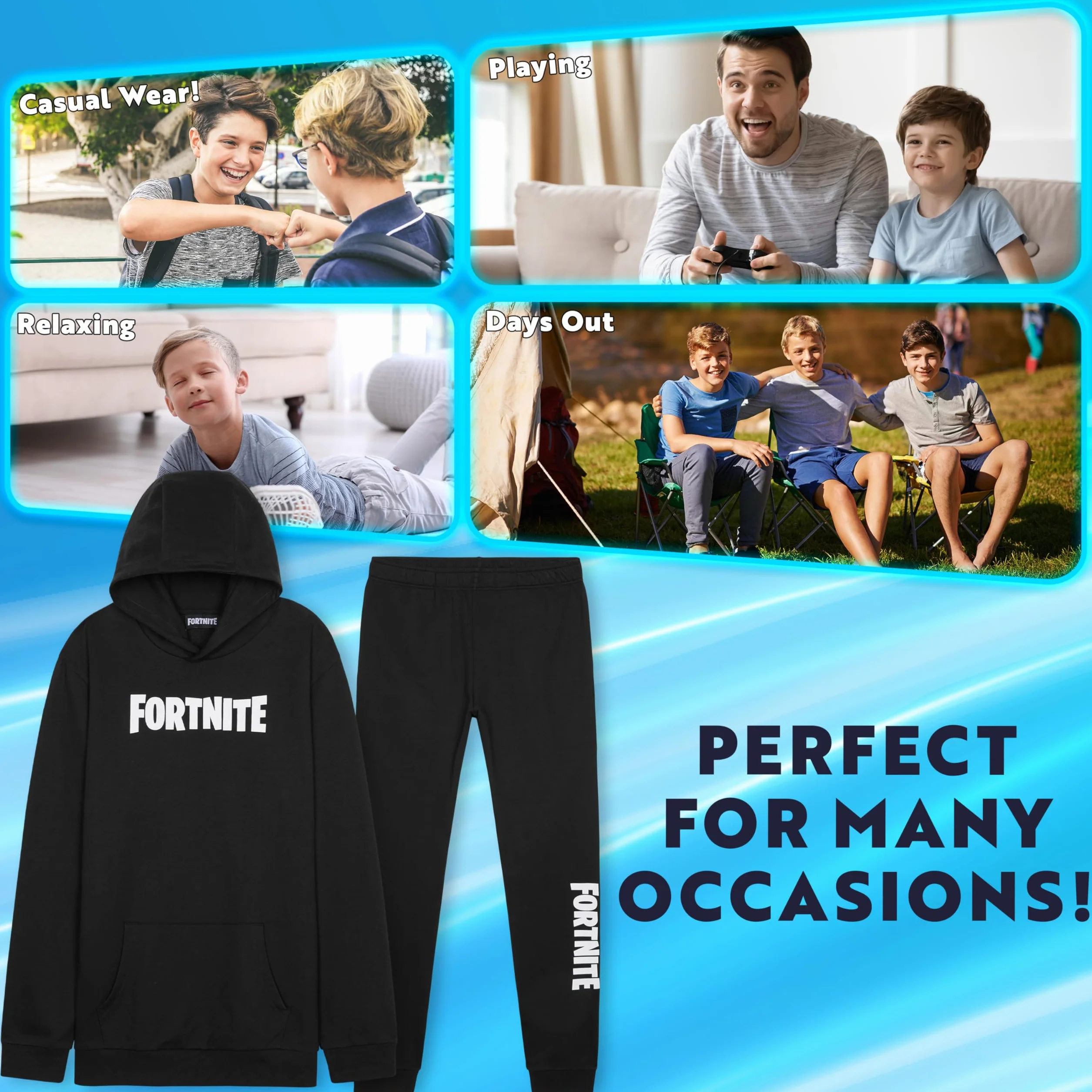 Fortnite Chándal Niño Sudadera con Capucha y Pantalón Ropa Deportiva Infantil Cálida