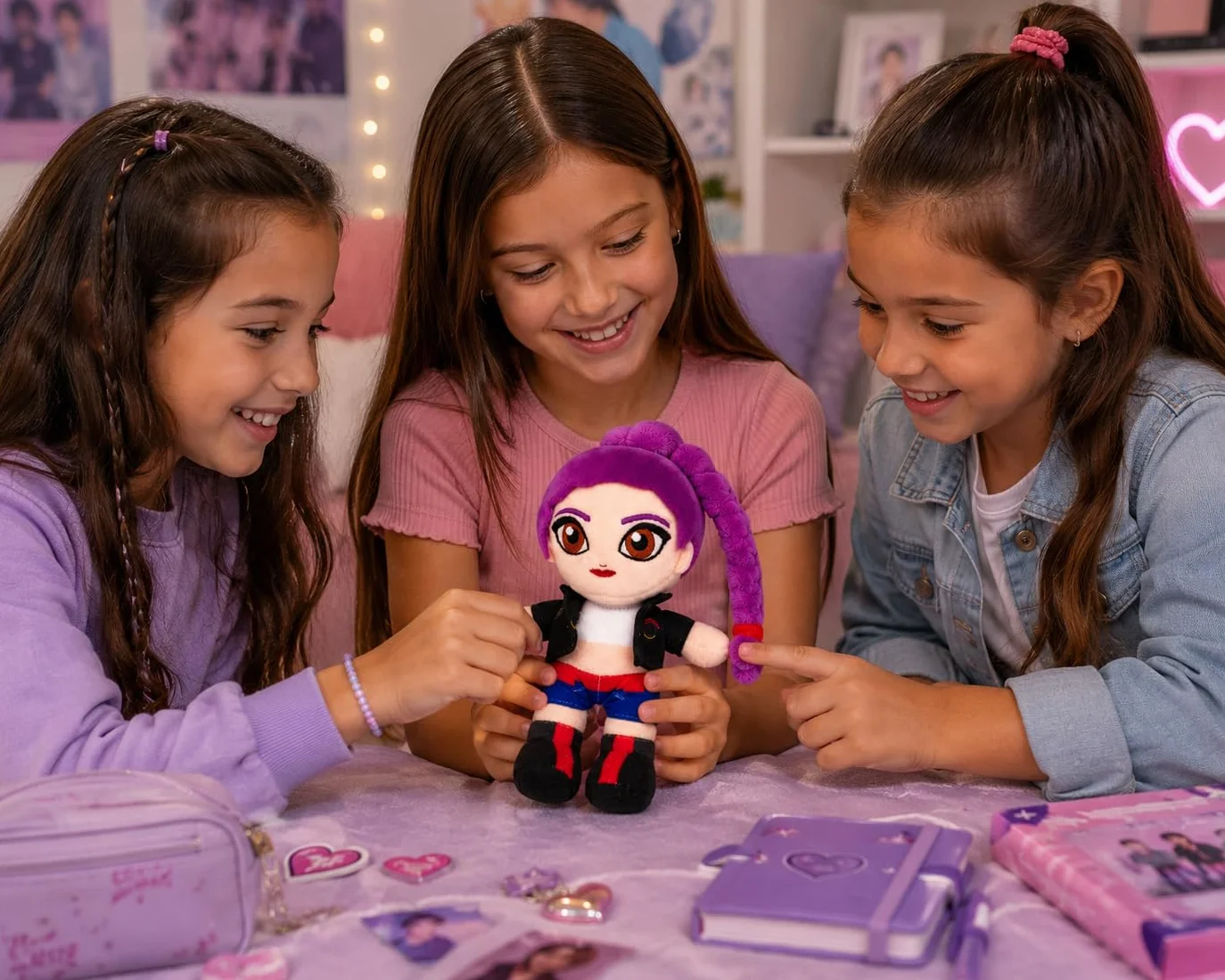 Peluche K-Pop Music 20 cm Lila, Muñeca de Tela Suave, Poliéster, Regalo Fans Música Coreana