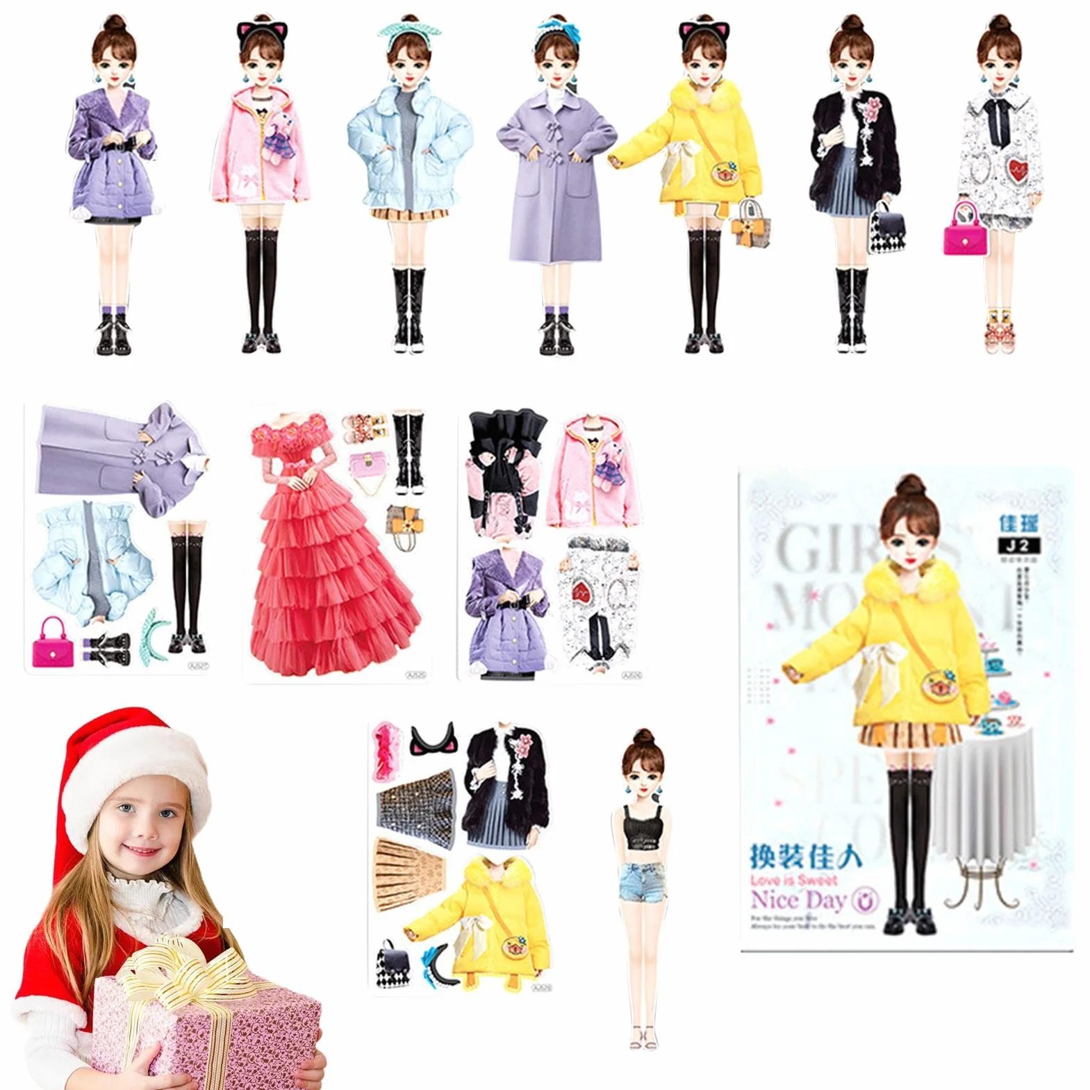 Libro de Actividades con Pegatinas Princesa, Libro de Pegatinas para Vestir a la Princesa - Libro de Actividades magnético para Vestir a la muñeca de la Princesa - Juego de Pegatinas para Vestir a la