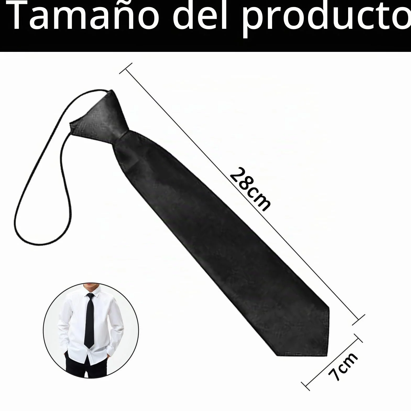 Corbatas para niños de satén 28 cm elásticas lisas para bodas