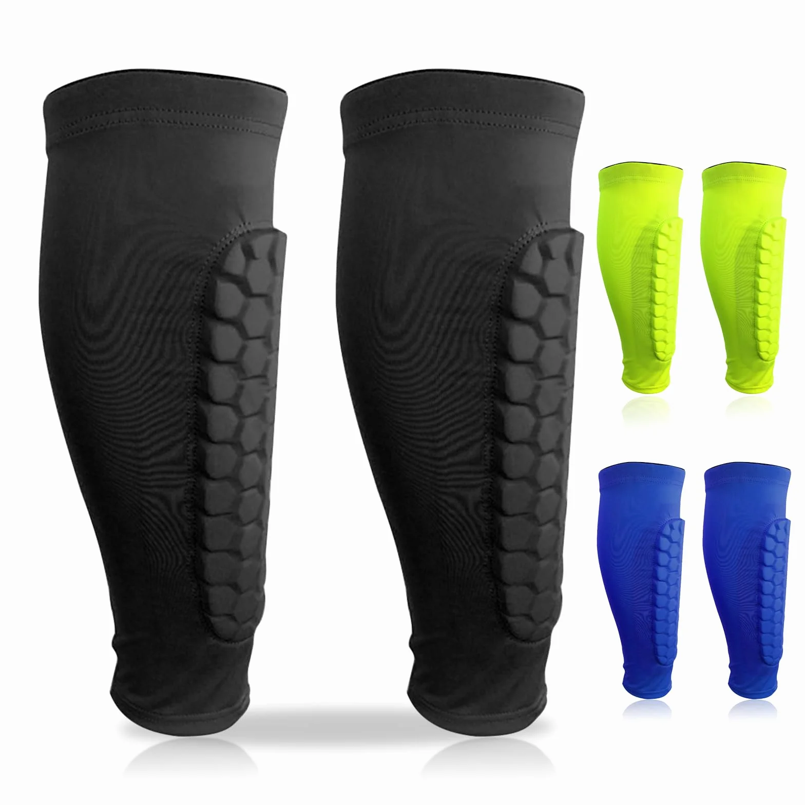 Espinilleras de fútbol con calcetines de mangas, ergonómicas y elásticas para fútbol, baloncesto, ciclismo, escalada