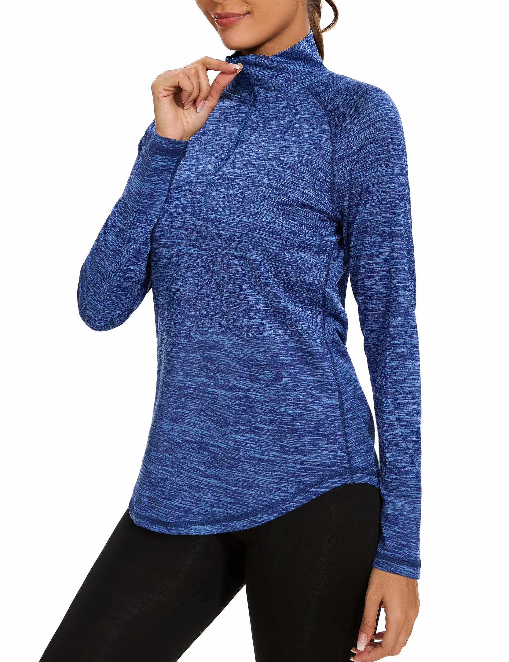 iClosam Camiseta Deporte Mujer Manga Larga 1/4 Zip Ropa Fitness Corriendo