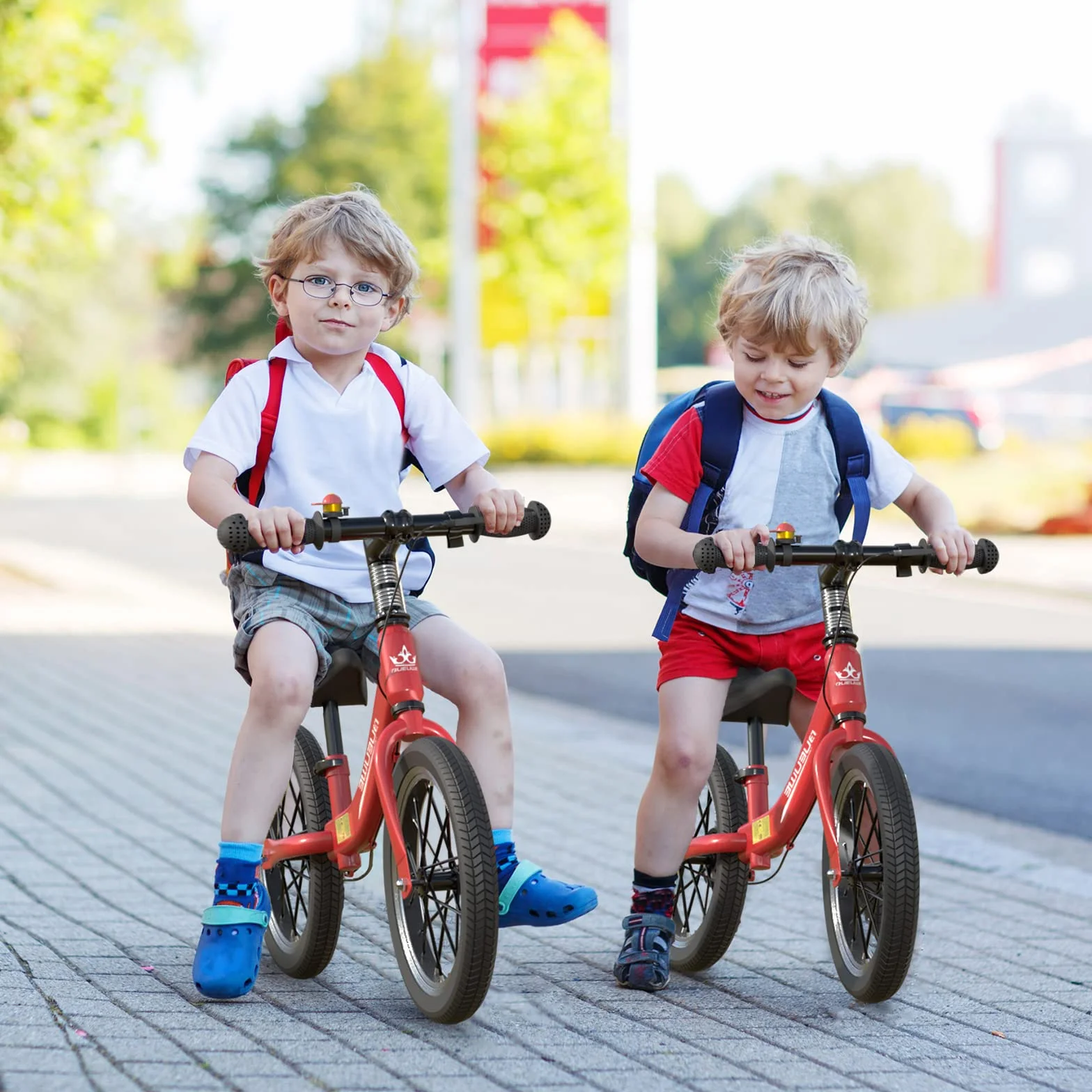 Bicicleta Sin Pedales con Freno de 2-6 años, Bici Equilibrio de 14 Pulgadas con Caballete y Timbre, Altura de Sillín Regulable, hasta 40kg, Juguetes pour Niña y Niños