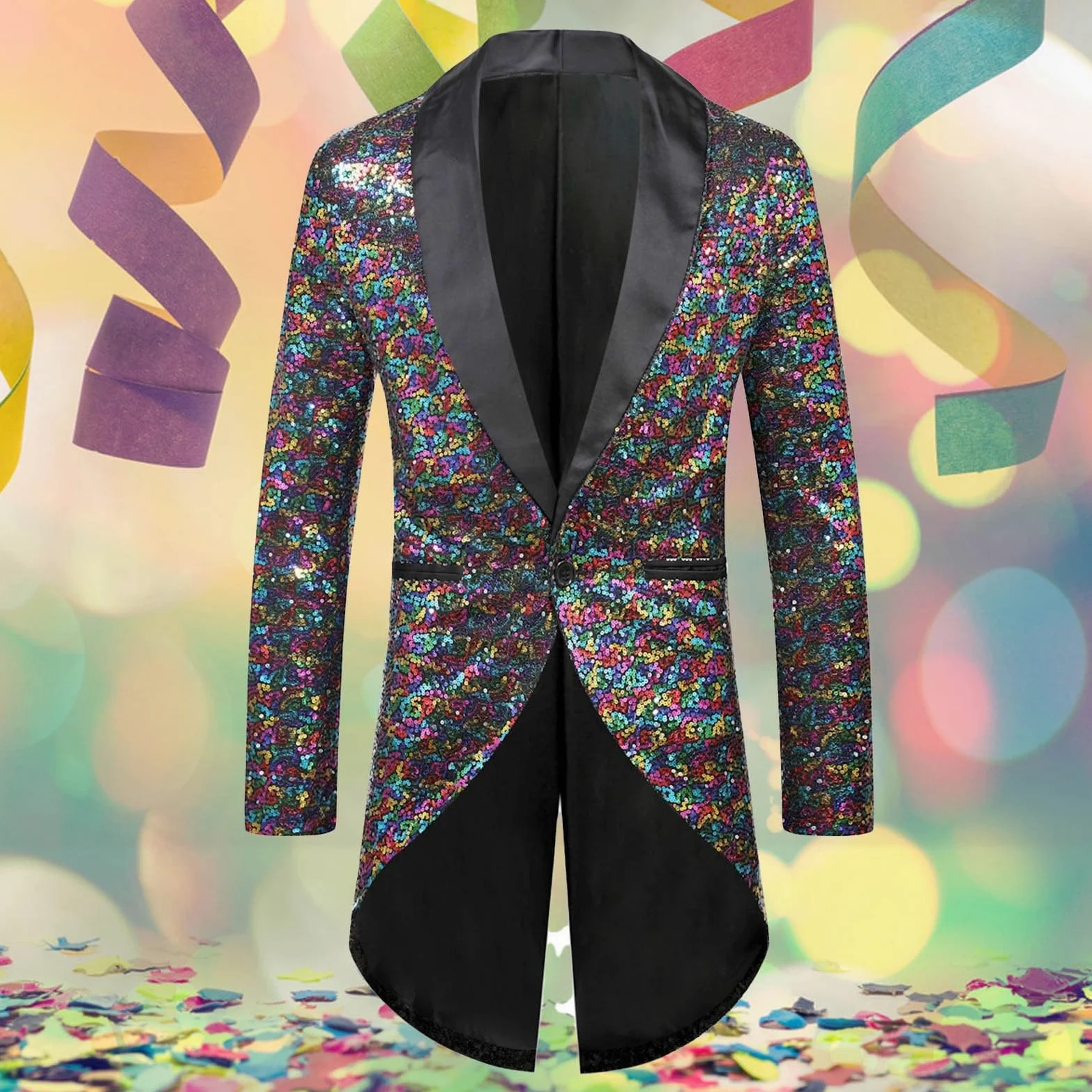 Generisch Disfraz de carnaval para hombre, estilo carnaval tendencia, abrigo especial con purpurina, cómodo, informal, suelto, para comercio exterior