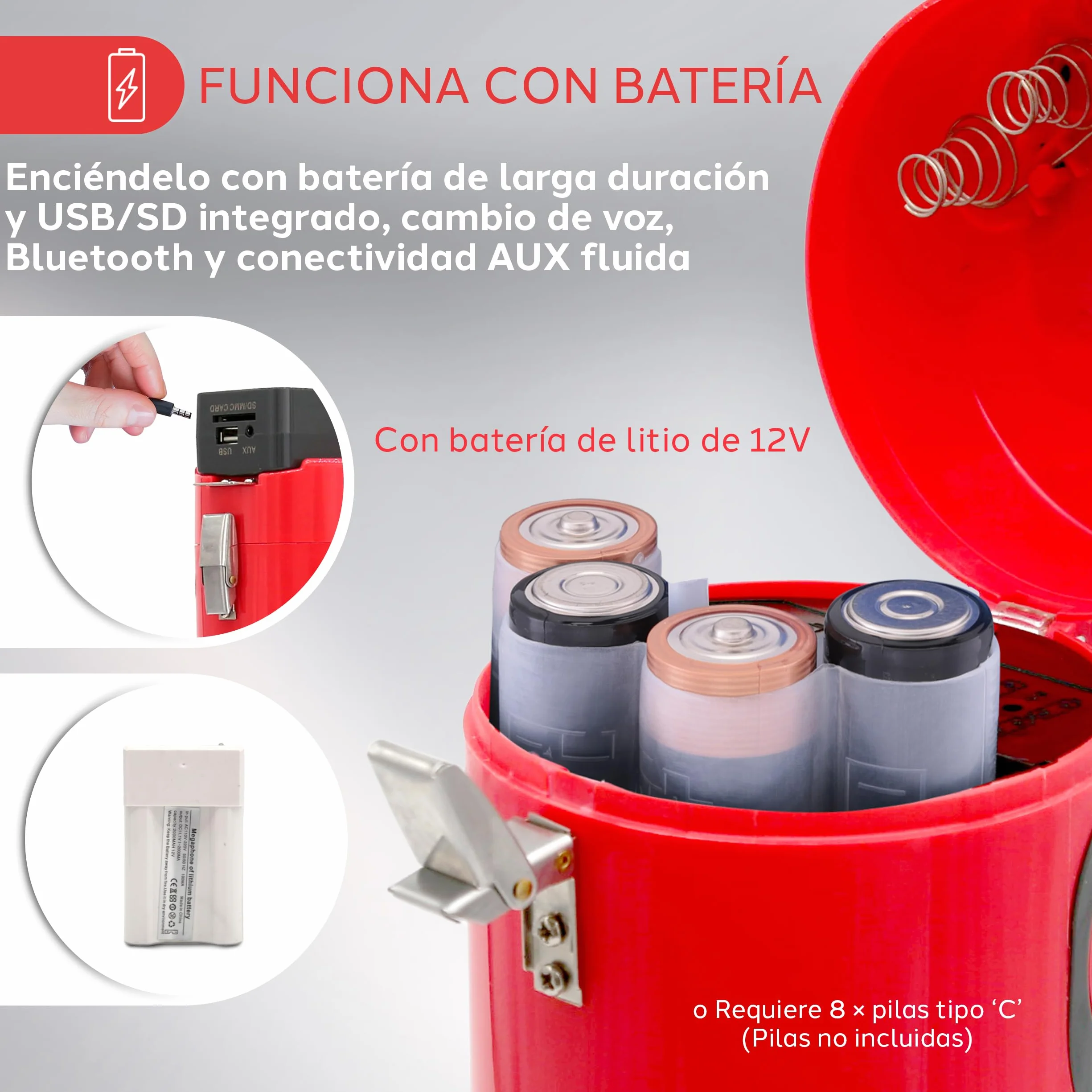 Pyle Megafono Portatil Bocina PA Bluetooth Sirena 1500 Yardas