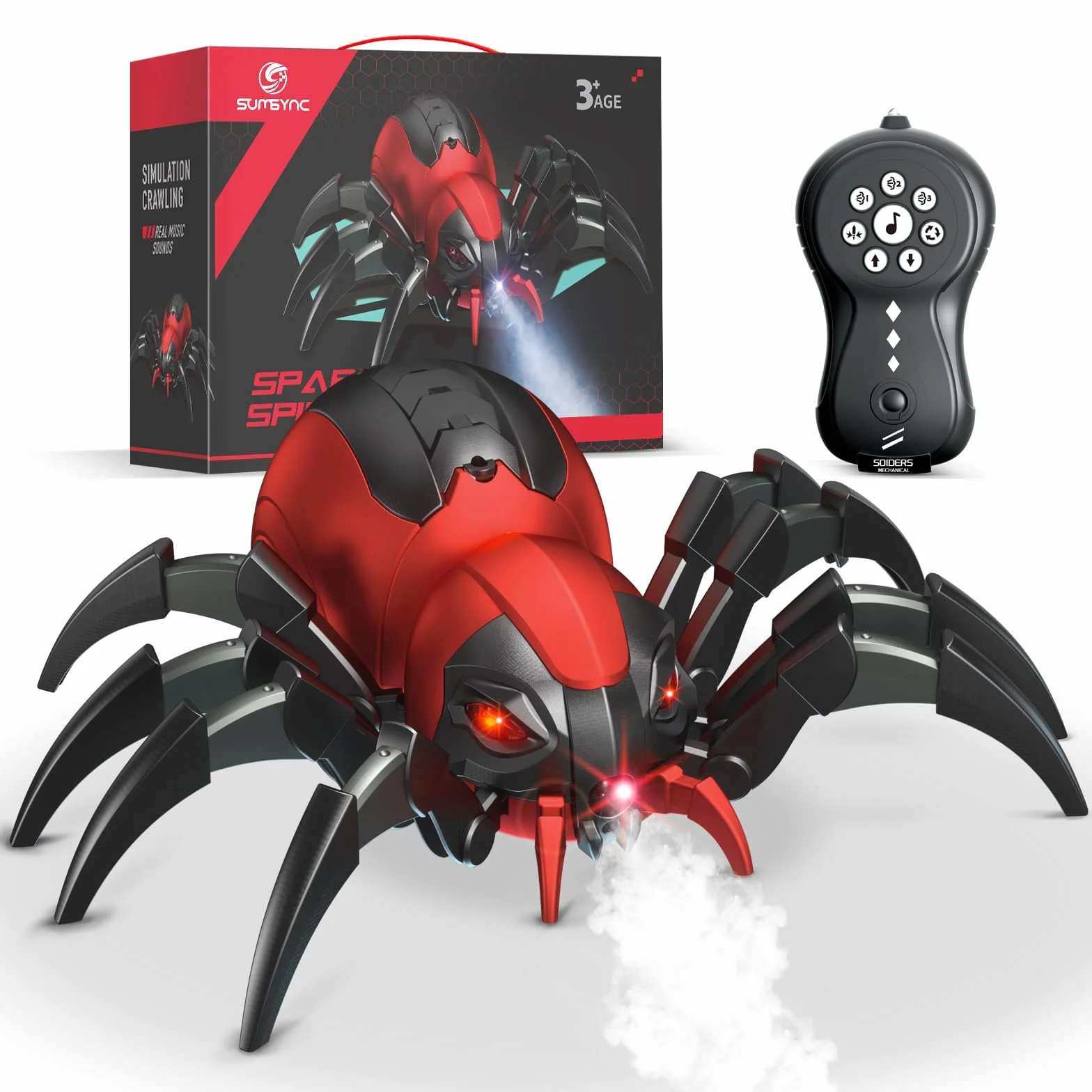 Araña RC Juguete de Araña con Control Remoto - Efectos Musicales, Luces LED, Regalo para Niños/as de 3 a 12 Años