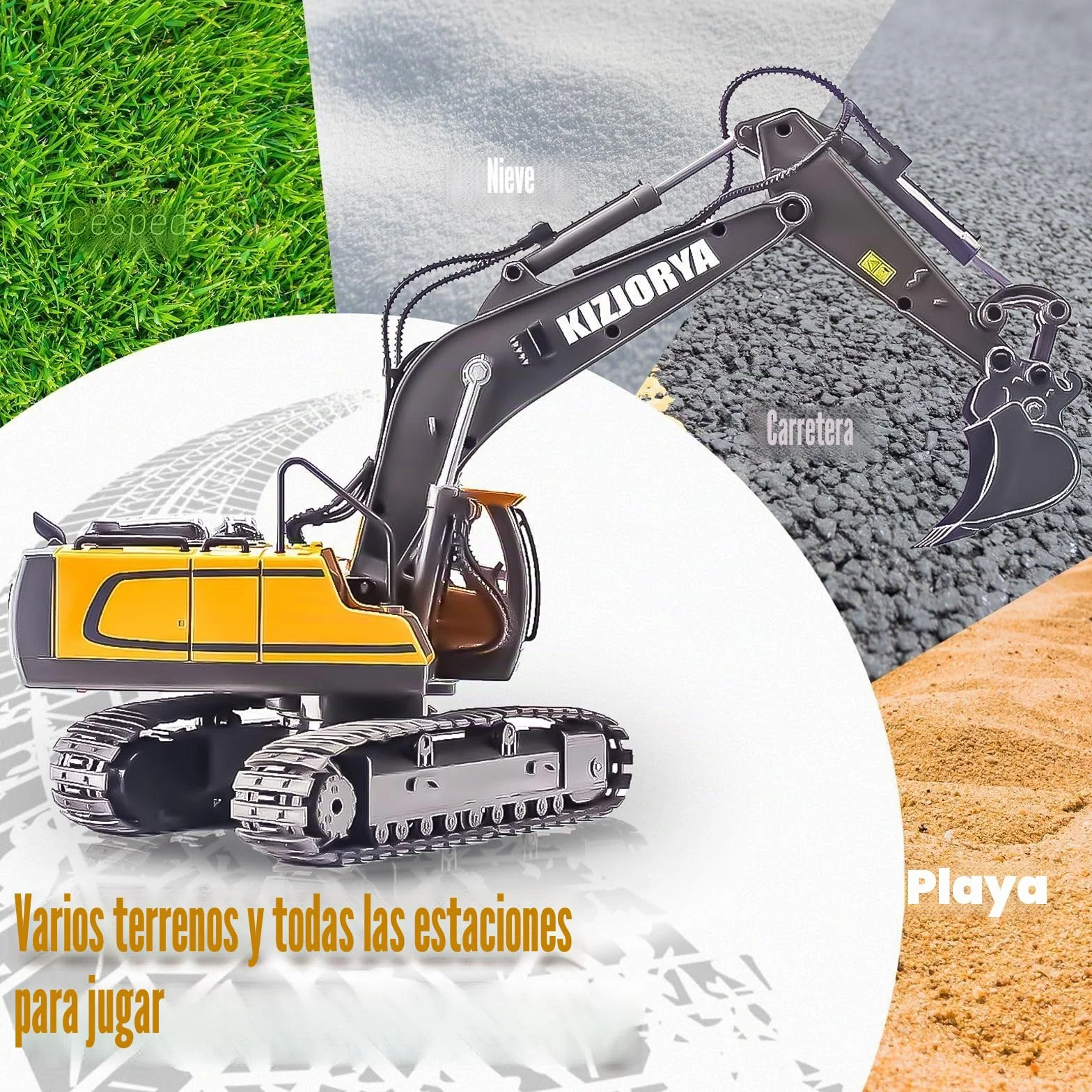 Excavadora Juguete Teledirigido, Excavadora Juguete para Niños de 6-12 años, RC Recargable, 11 Canales, Sonido y Luz, Pala de Metal, Regalo de Cumpleaños para Niños de 3 4 5 6 7 8 9 10+ años (2,4 GHz)