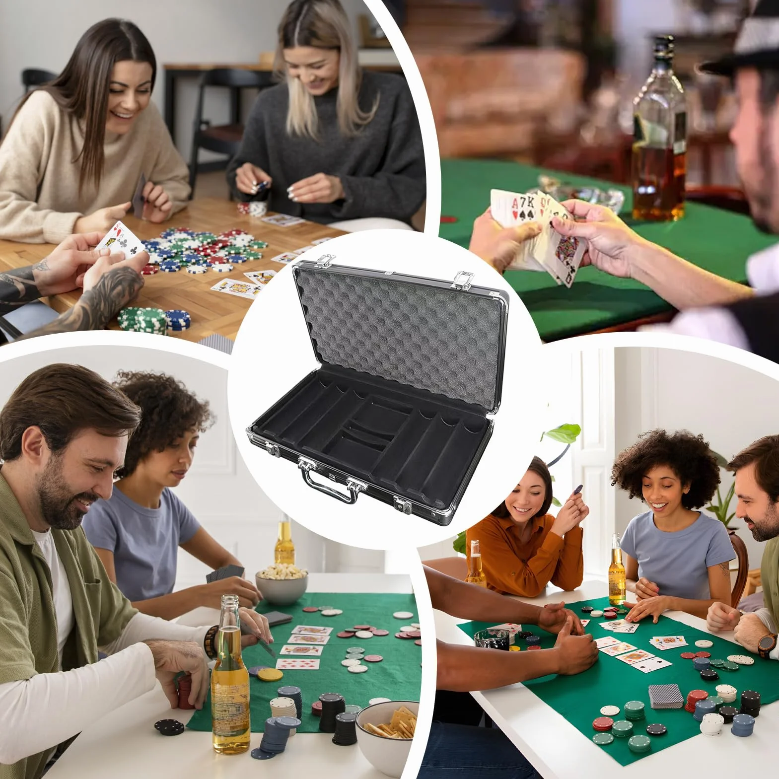 Estuche Vacío para Fichas De Póker | Capacidad para 300 Fichas Acabado Mate Resistente | Estuche Exhibidor con Protección Total para - para Adultos, Aficionados, Principiantes, Juegos De Cartas