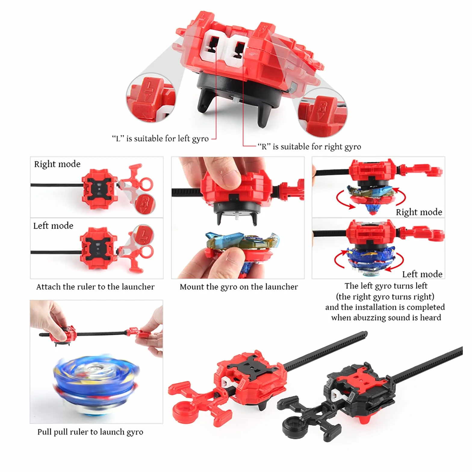 8 in 1 Peonzas de Batalla Gyros Set, 4D Combat Gyros Battle with Launcher Gyros, Incl 4 Pieces Gyros Launcher Set, AA