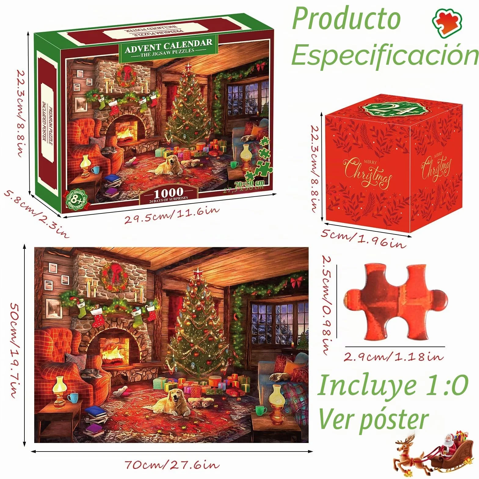 HappyGoLucky Calendario Adviento 2025 Adultos, Puzzle 1000 Piezas Adultos Regalo Navidad para Mujer Hombre y Niño Niña Calendarios de Adviento Adolescentes Regalos Originales para Amigas Parejas