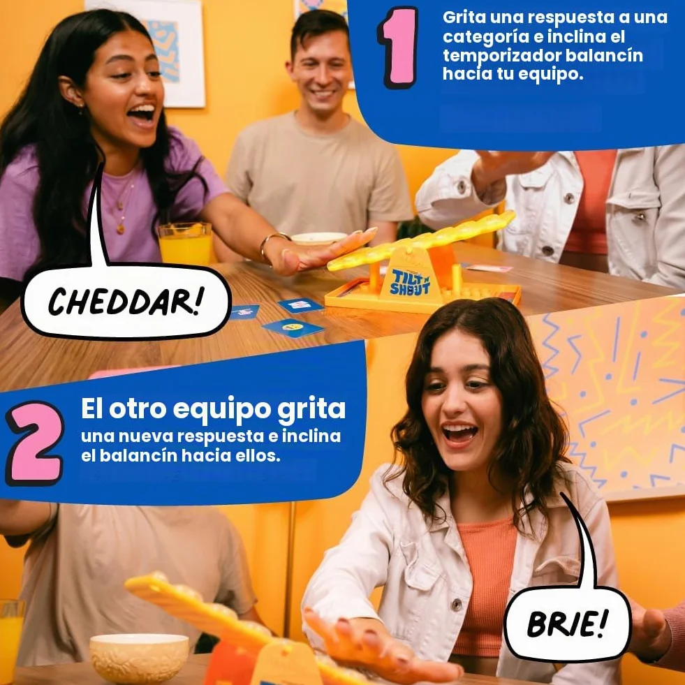 Big Potato Tilt 'n' Shout - Juego de fiesta familiar de ritmo rápido con 150 categorías únicas, temporizador interactivo de canicas, perfecto para noches de juegos, niños y adultos